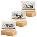 Grown Ass Man Co. Solid Shampoo Bar 3-in-1: Hair, Beard & Body – Plastic-Free, Natural & Organic, 4oz (Last Call, 3-Pack)