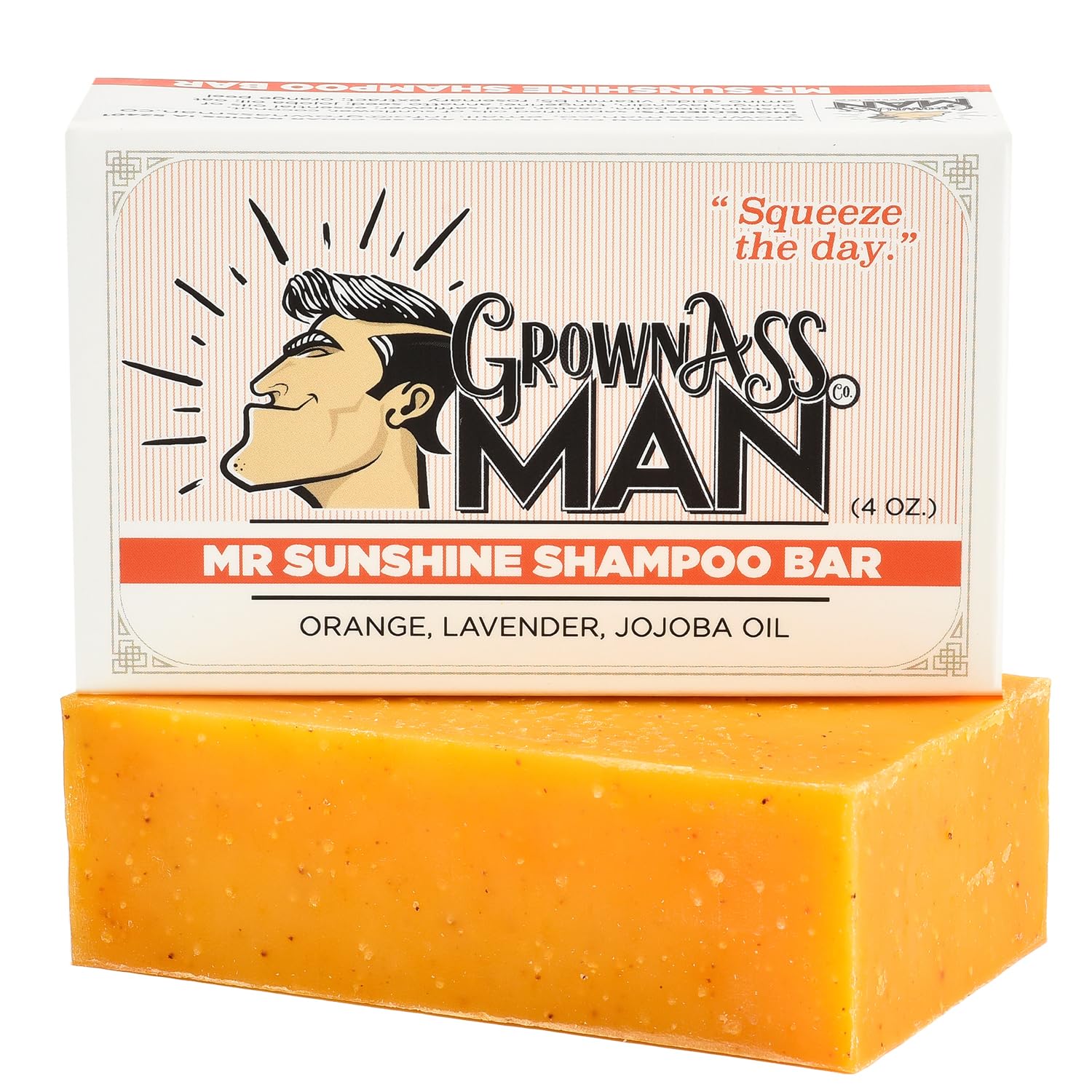 Grown Ass Man Co. Mister Sunshine Solid Shampoo Bar 3in1 – Hair, Beard & Body Wash | Plastic Free, Natural & Organic, 4oz | Mister Sunshine 6-Pack
