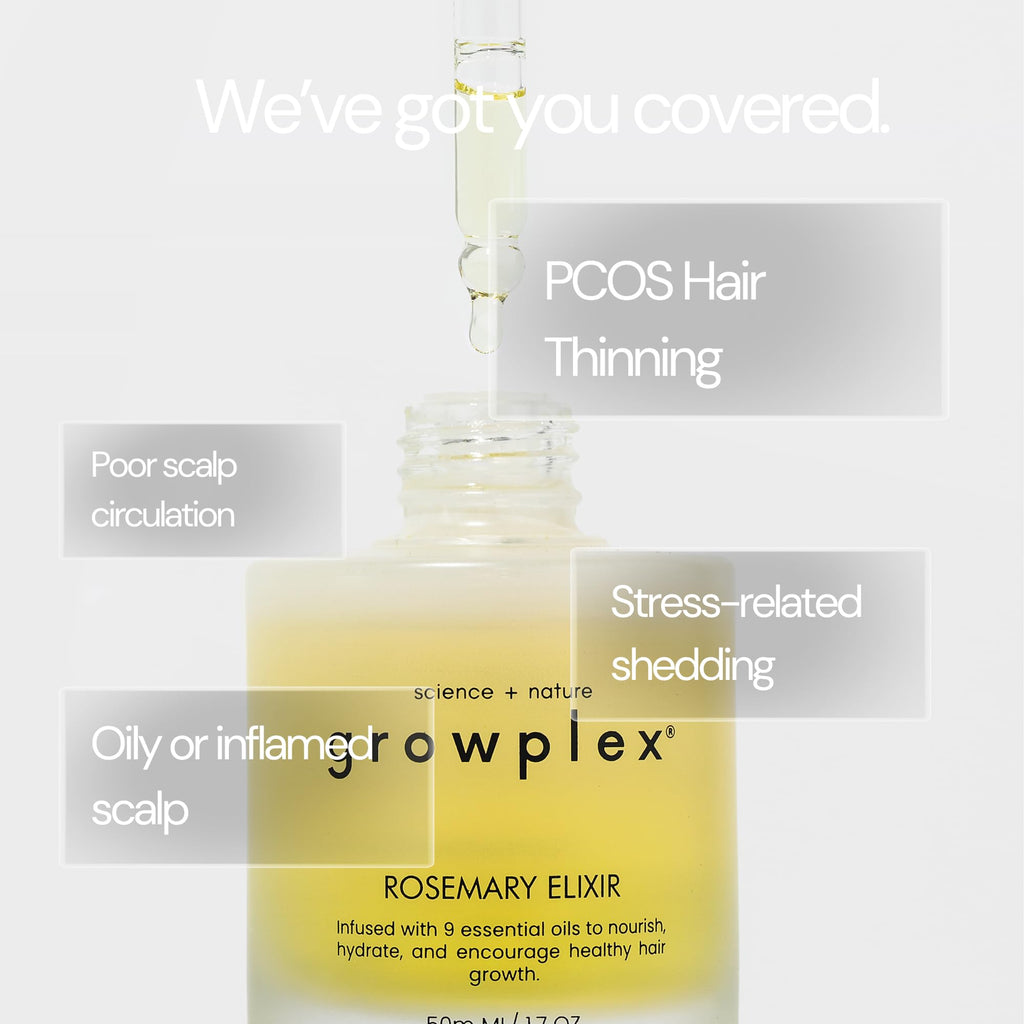 Growplex Rosemary Elixir – Daily Scalp Oil with 9 Essential Oils | Lightweight & Non-Greasy | 2oz