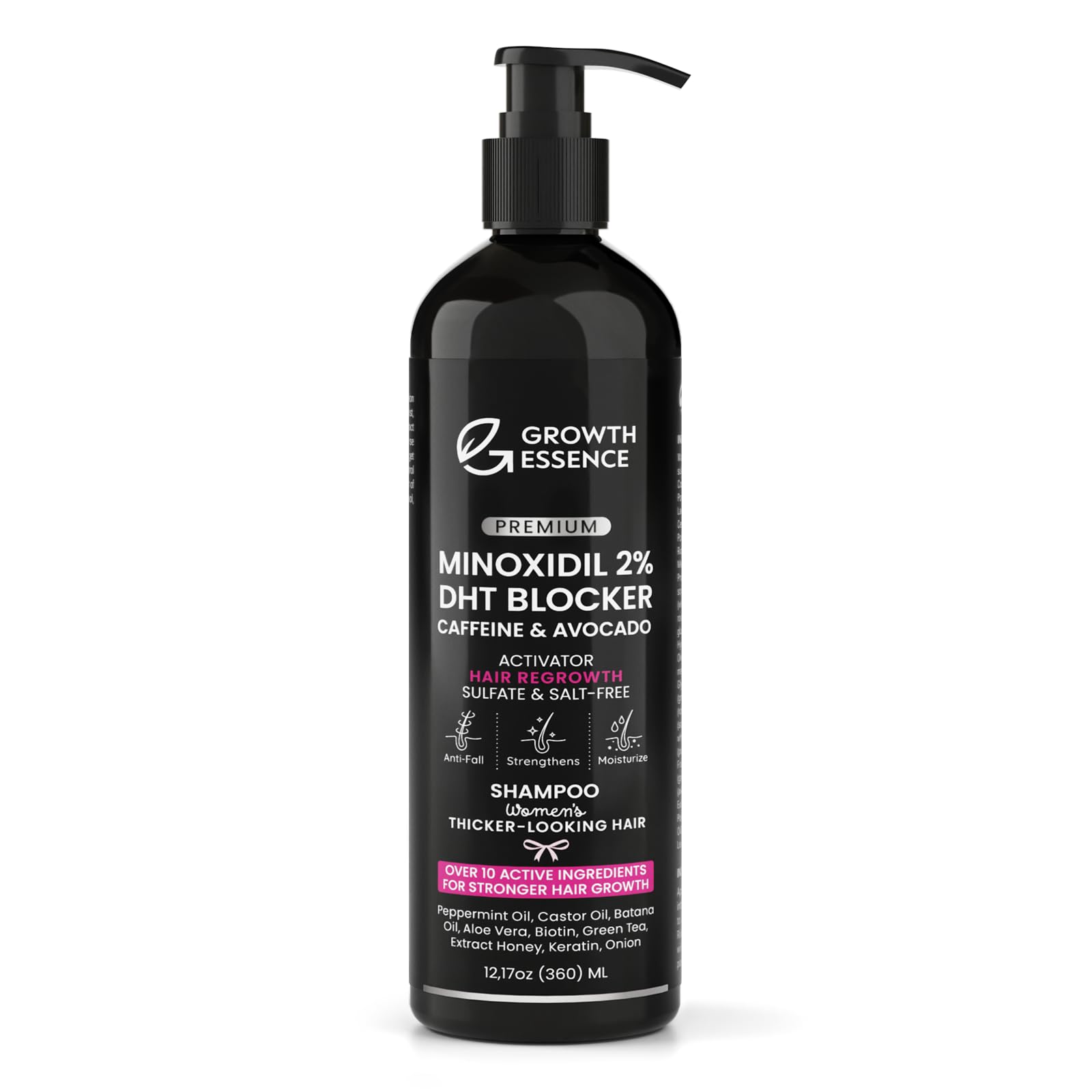Growth Essence Minoxidil Shampoo for Women – 2% Regrowth Formula with Biotin, Caffeine & DHT Blockers