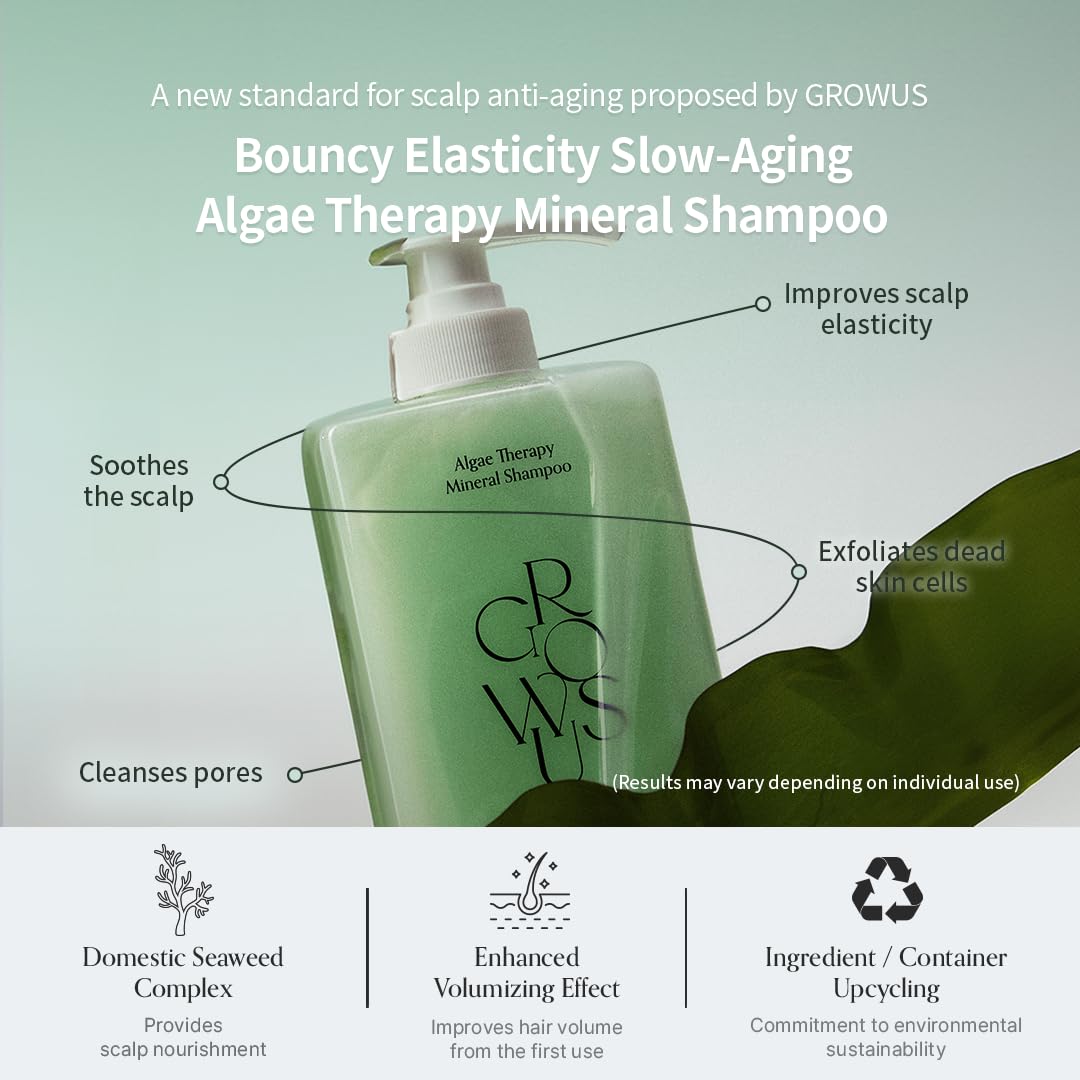 GROWUS Algae Therapy Mineral Shampoo with Seaweed Complex, Biotin & PDRN (500ml)