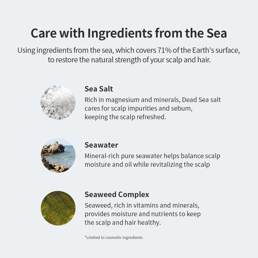 GROWUS Sea Salt Therapy Scalp Scaler — 2-in-1 Shampoo for Itchy & Oily Scalp | Salicylic Acid, Niacinamide, Dexpanthenol | 8.8 oz / 250 g | Paraben & Sulfate Free