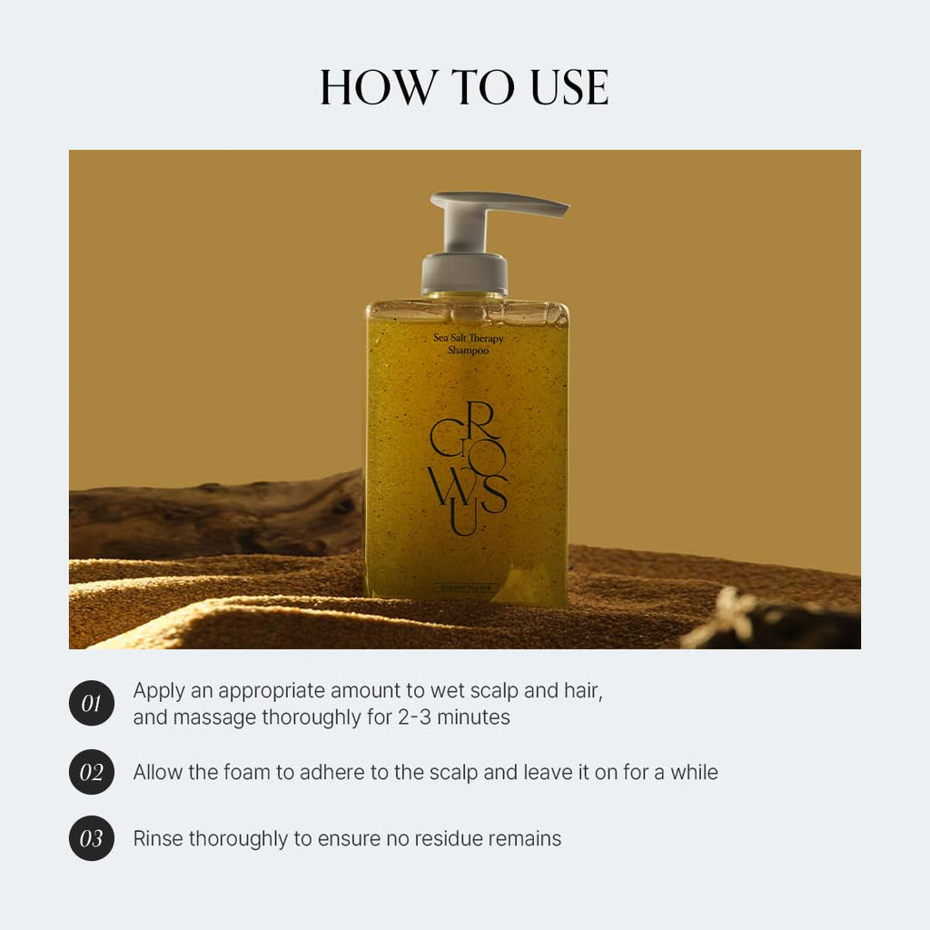 GROWUS Sea Salt Therapy Shampoo – Clarifying, Buildup Removal, 16.9 fl oz, Paraben & Sulfate Free