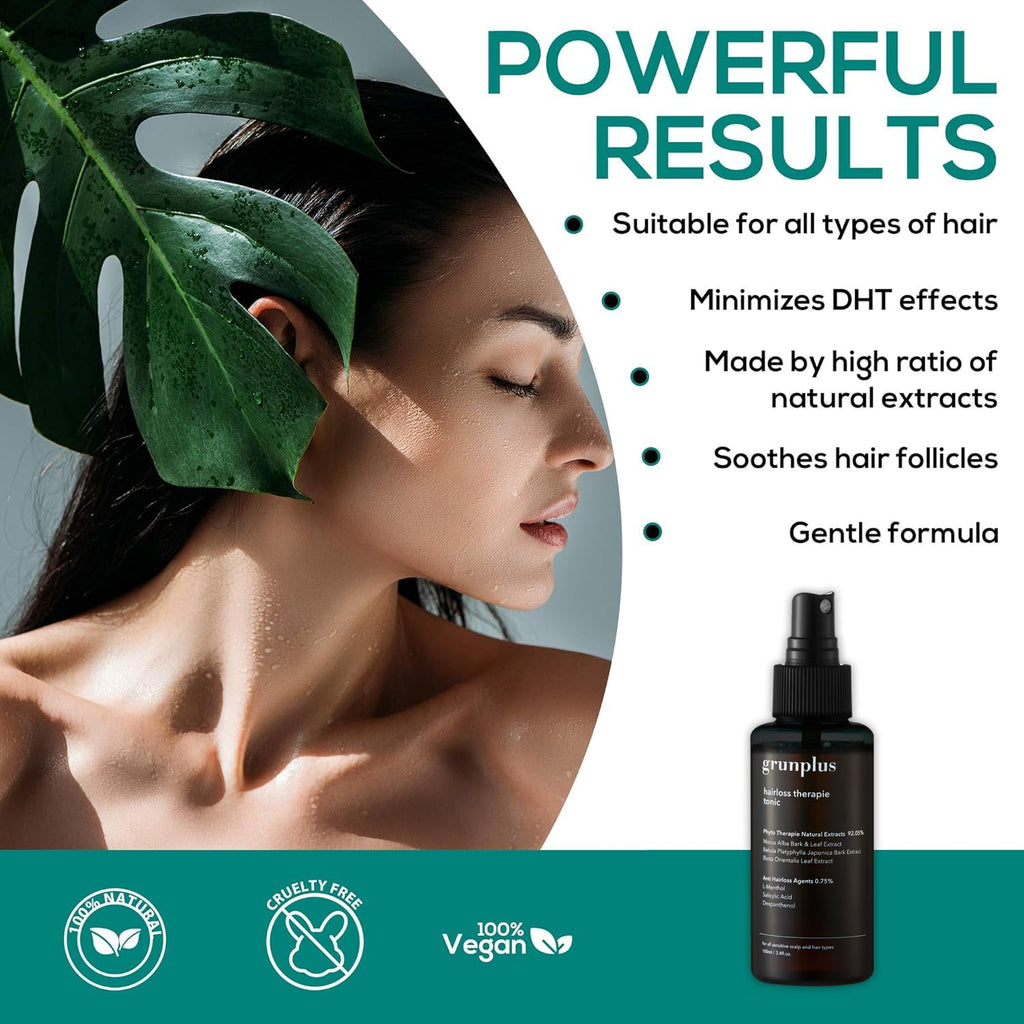 Grunplus Hair Growth Serum for Thinning Hair – 3.4 oz Phyto Therapy Extract with Herbal Essences