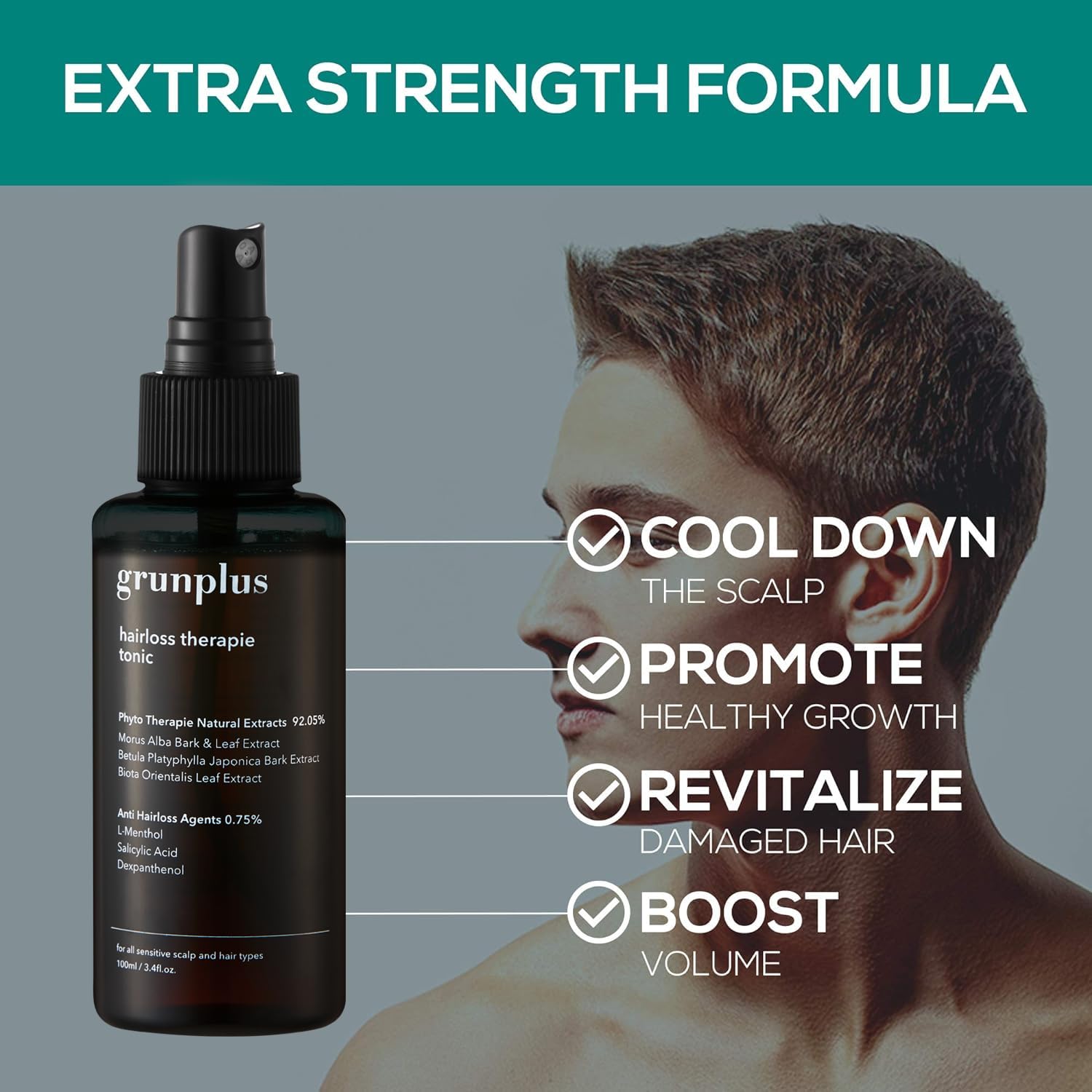 Grunplus Hair Growth Serum for Thinning Hair – 3.4 oz Phyto Therapy Extract with Herbal Essences