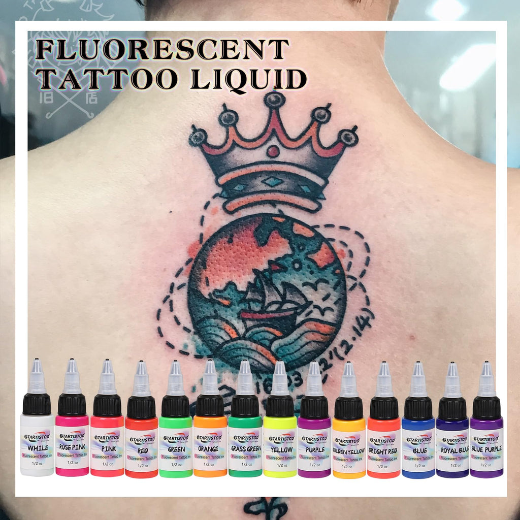 GTARTISTOO 14 Color Tattoo Ink Set (15ml) – UV Glow & High-Pigment Inks