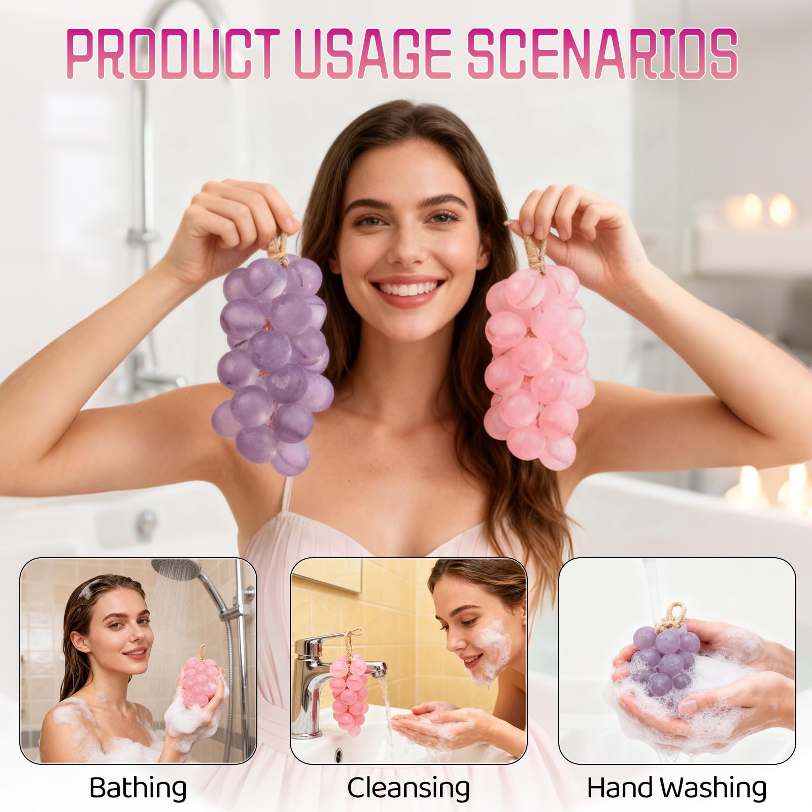 Gtyuoo Grape Soap On A Rope – Handmade Grape Cluster Soap with Lasting Fragrance