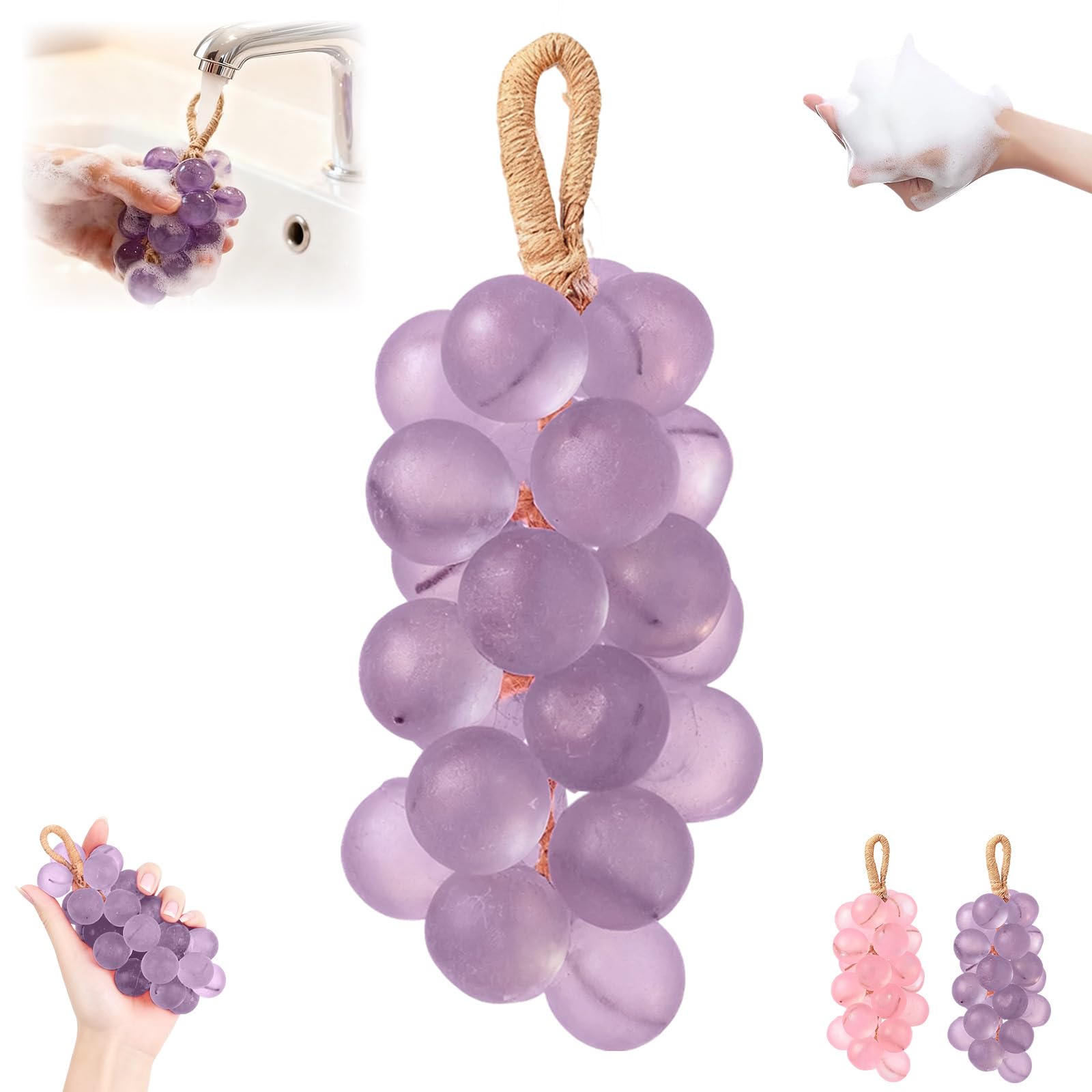 Gtyuoo Grape Soap On A Rope – Handmade Grape Cluster Soap with Lasting Fragrance
