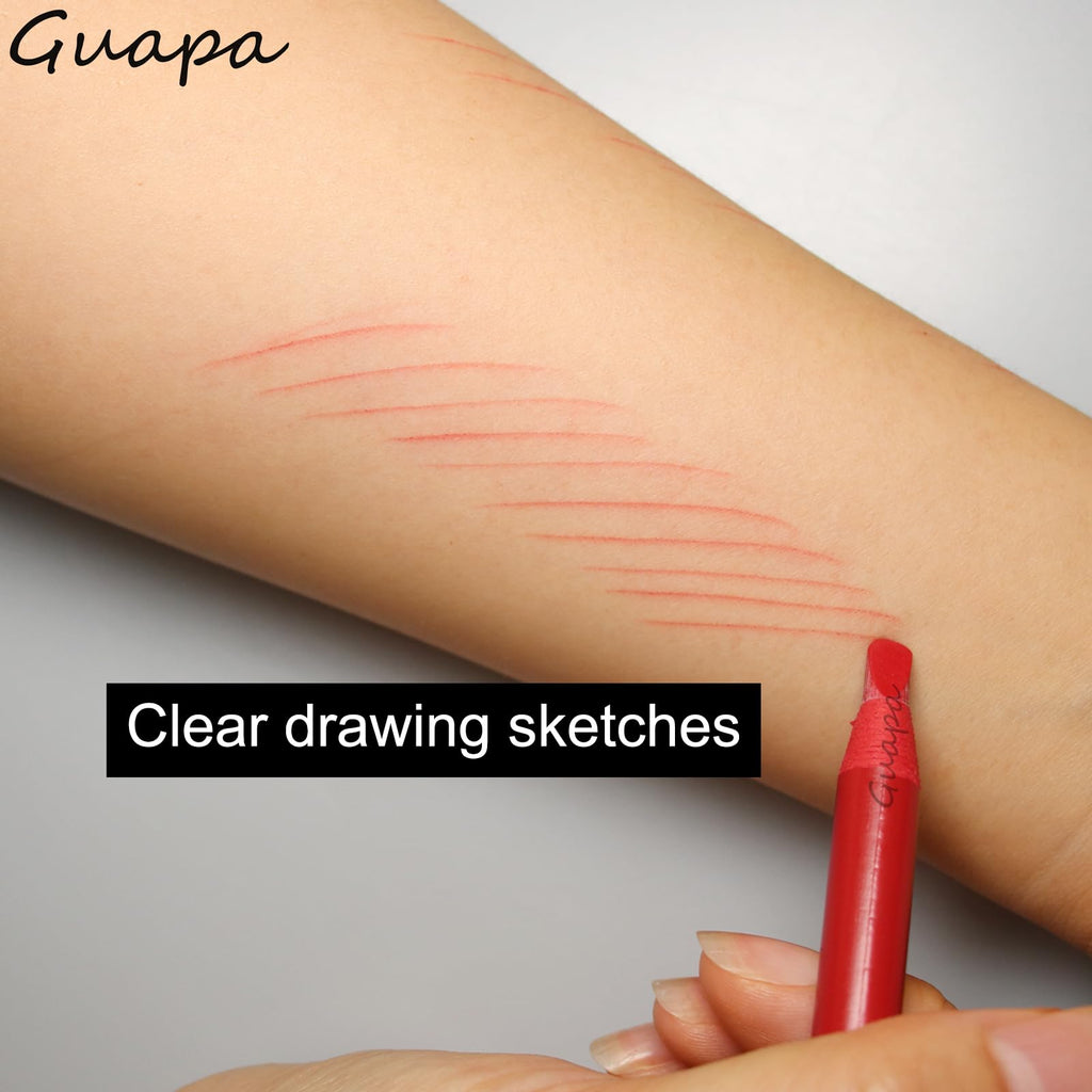 Guapa Microblading Eyebrow Pencil – 5pc Waterproof Peel-off Brow Pencil Set (Red Mapping)