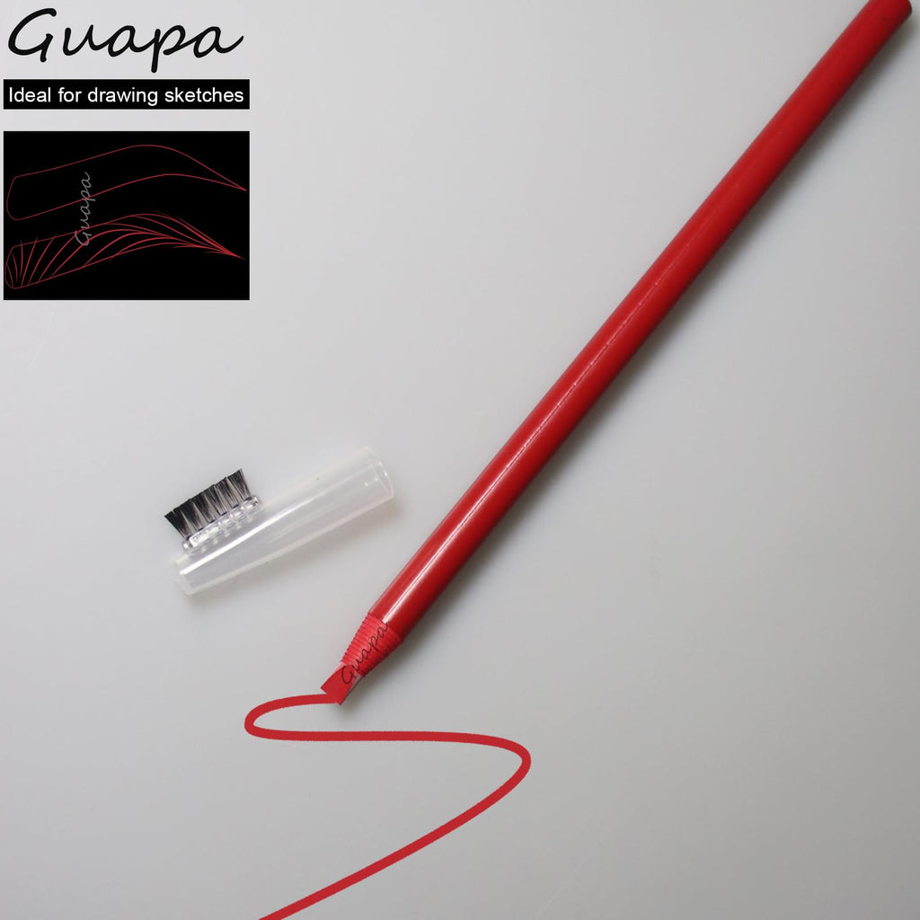 Guapa Microblading Eyebrow Pencil – 5pc Waterproof Peel-off Brow Pencil Set (Red Mapping)