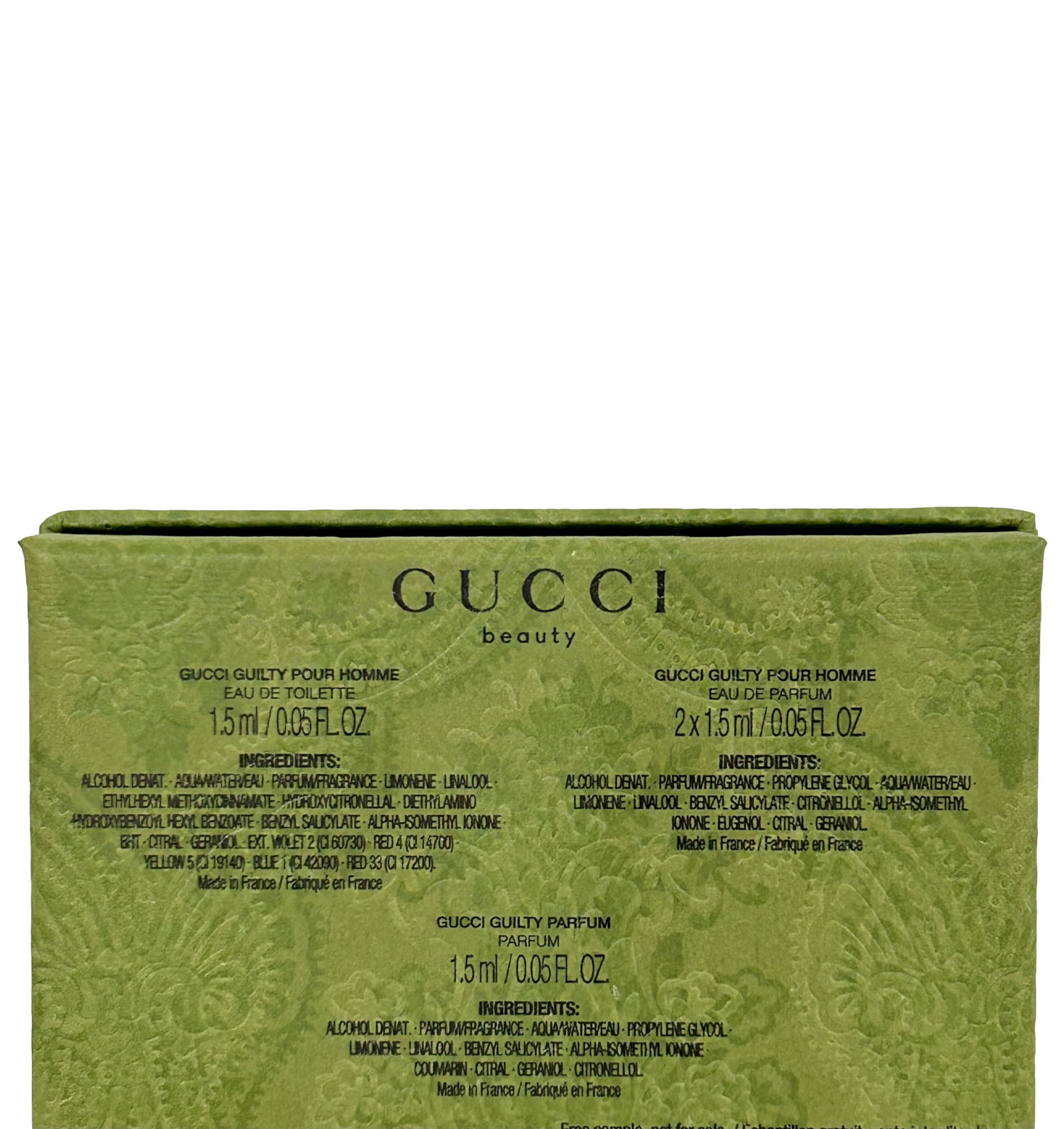 Gucci Guilty Sample Gift Set for Men – 4 x 1.5 ml Mini Sprays (EDT, EDP, Parfum)