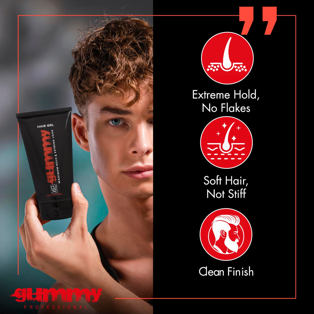 Gummy Professional Hair Gel for Men and Women – Strong Hold Styling Gel with Shine and Conditioning – 150ml