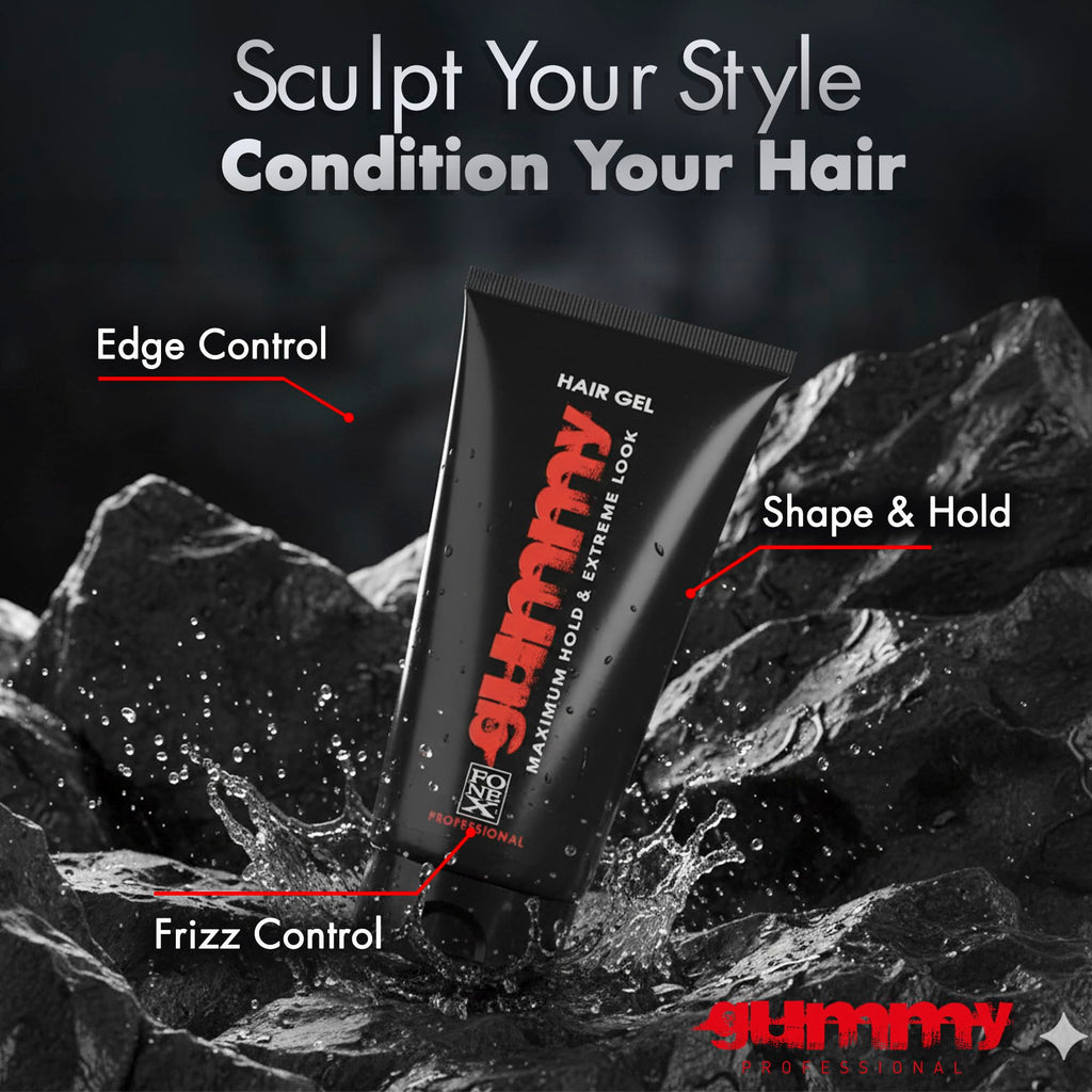 Gummy Professional Hair Gel for Men and Women – Strong Hold Styling Gel with Shine and Conditioning – 150ml