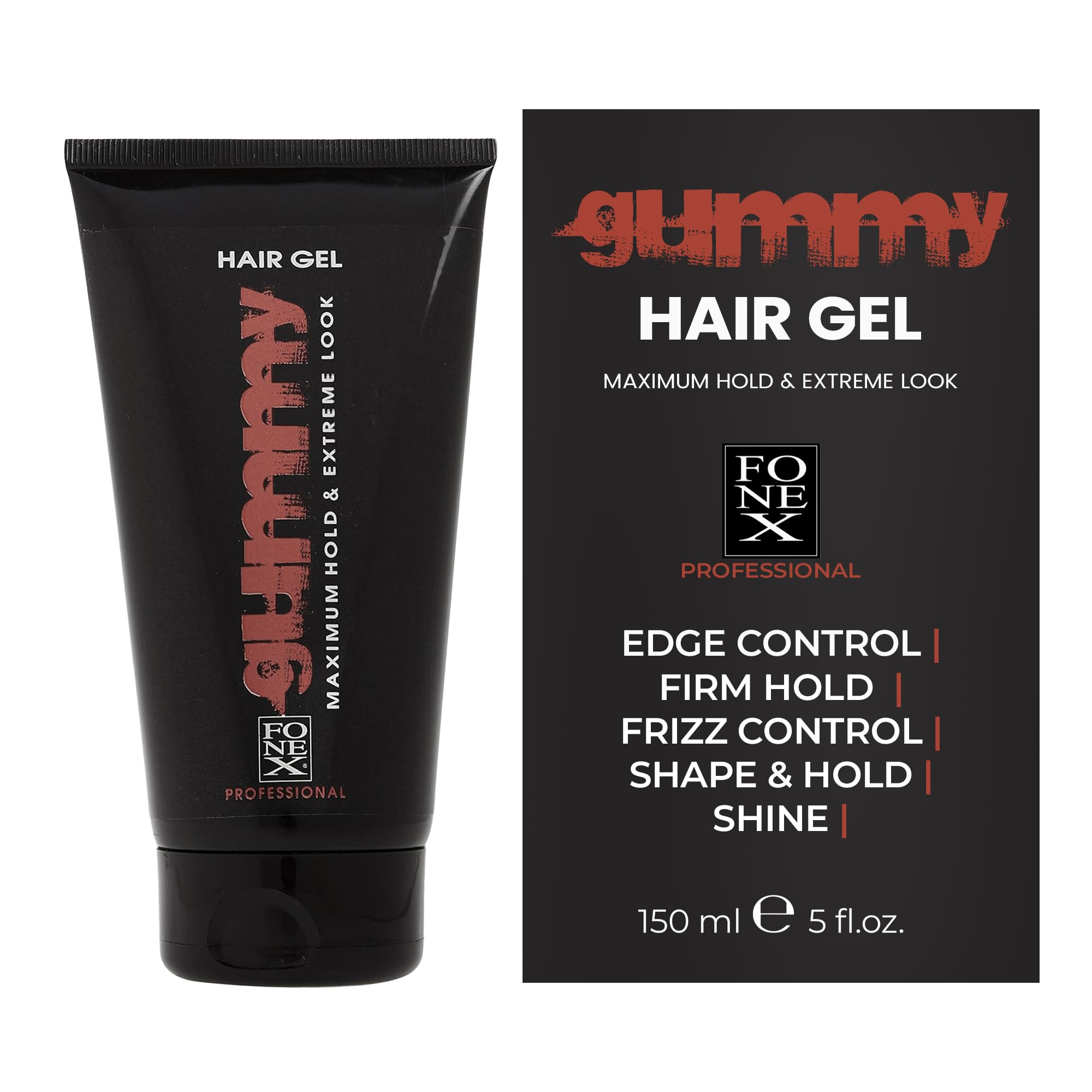 Gummy Professional Hair Gel for Men and Women – Strong Hold Styling Gel with Shine and Conditioning – 150ml