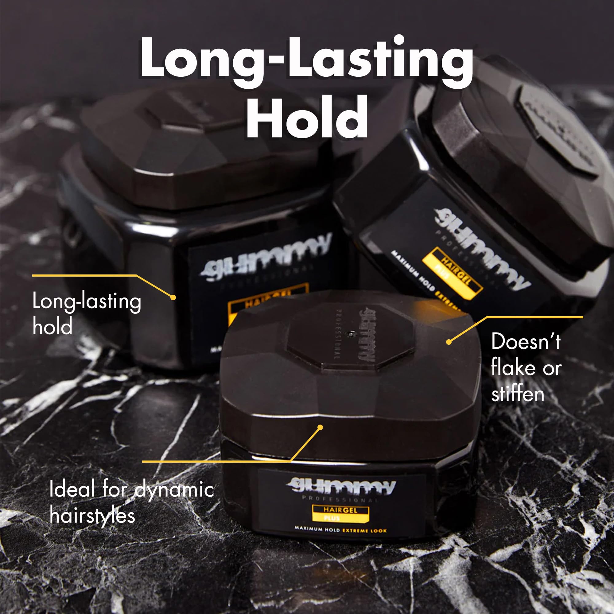 Gummy Professional Plus Hair Gel – Strong Hold for Slick Back, Curls & Braids (700 ml)