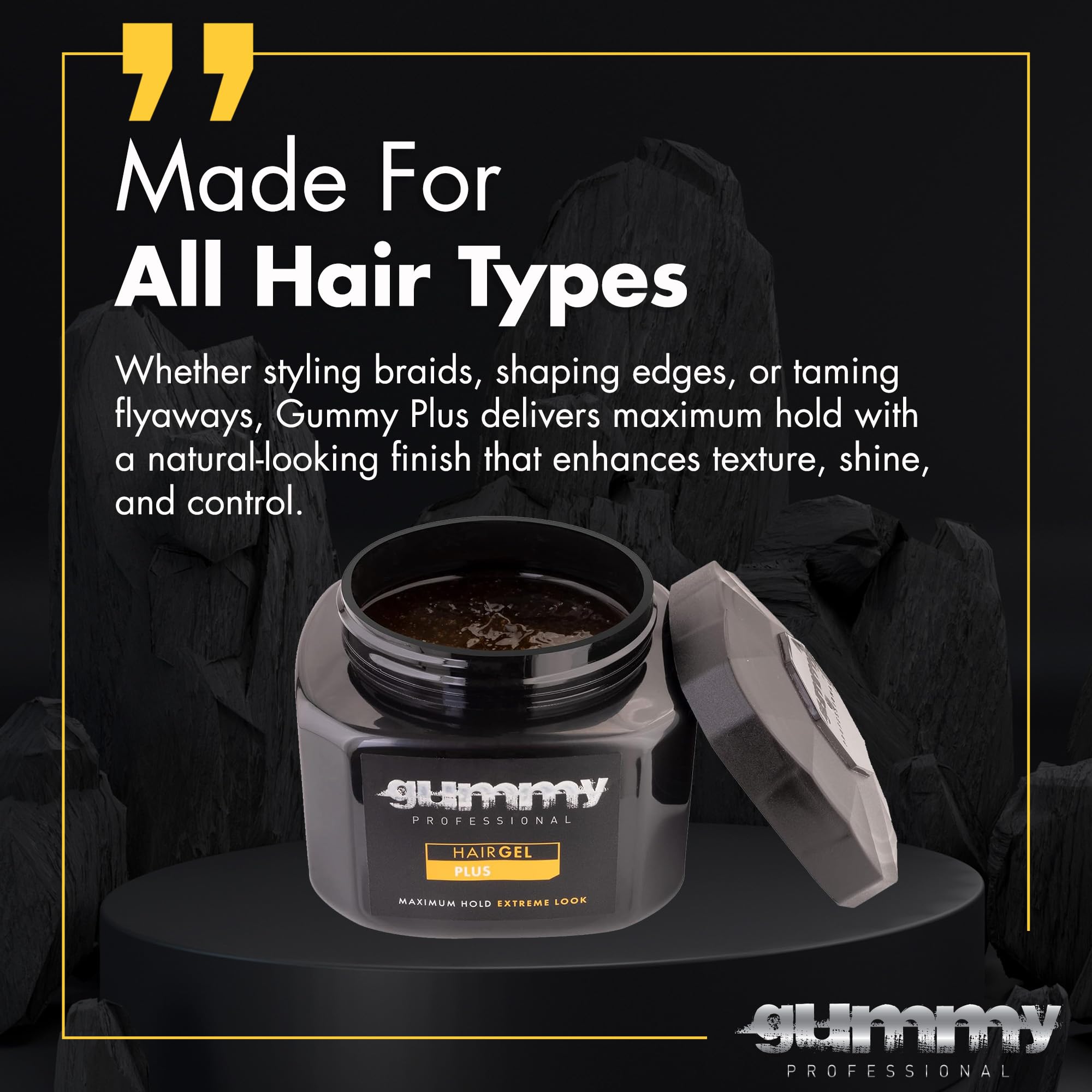 Gummy Professional Plus Hair Gel – Strong Hold for Slick Back, Curls & Braids (700 ml)