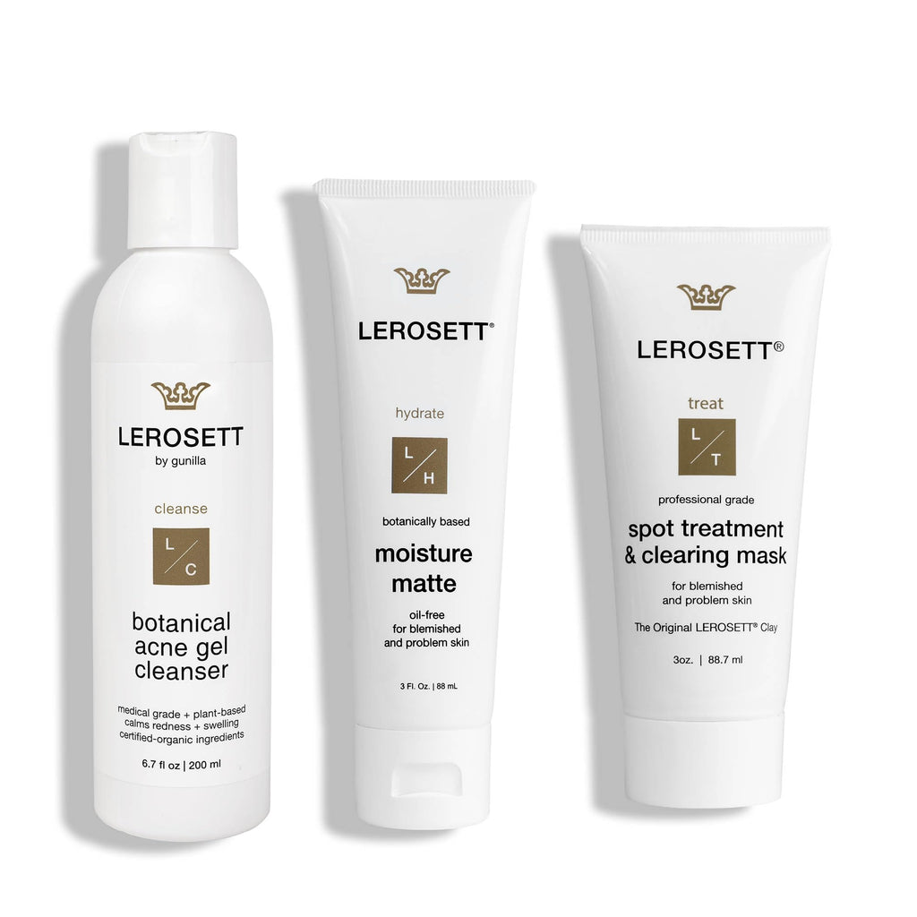 LEROSETT Acne Kit by Gunilla Of Sweden – Aloe & Clay Based, Vegan, All Skin Types