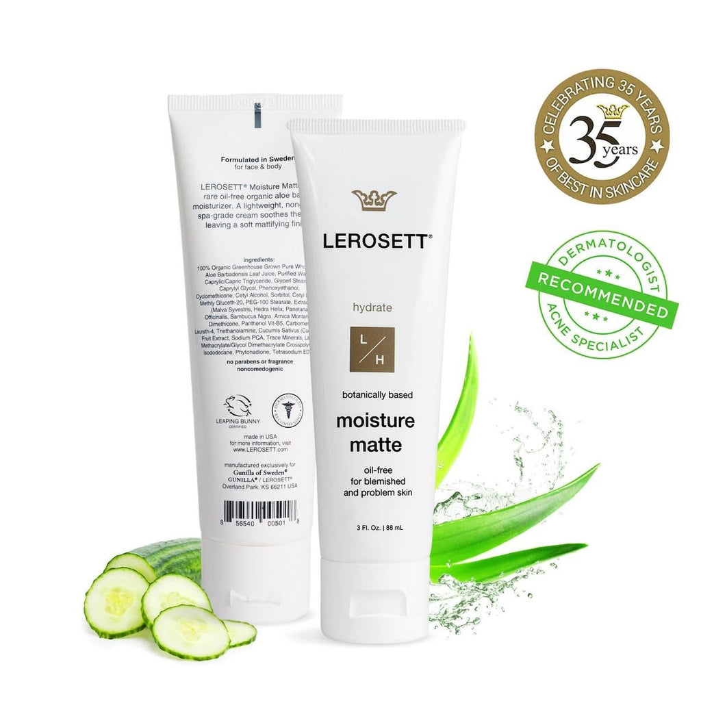 Gunilla Of Sweden LEROSETT Oil-Free Moisturizer — Matte Hydration for Oily & Sensitive Skin (3 oz)