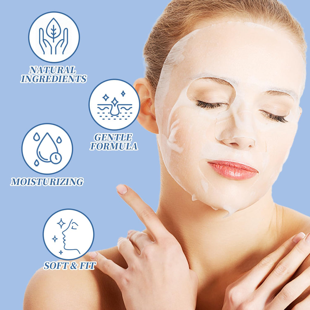 GUOYAOLIFU 24 Pack Serum Sheet Masks | Hydrating & Nourishing Facial Masks for All Skin Types