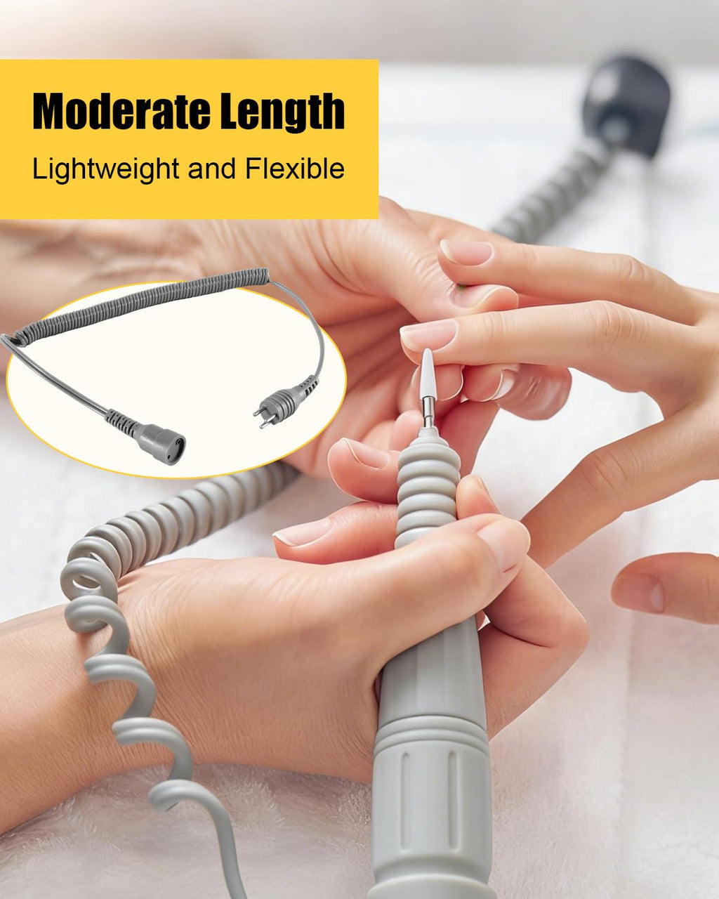 GUQVKI Nail Drill Motor Power Cord for Mani-Pro KP60 – Flexible, Durable Cable