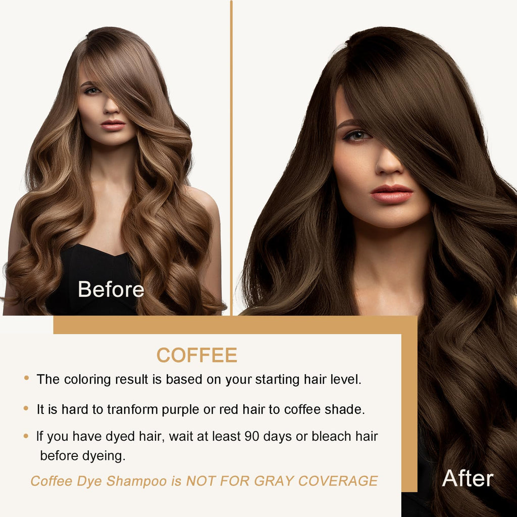 GURKOOYD Coffee Hair Dye Shampoo – Long-Lasting Brown Color, 16.9 fl oz, Easy to Use