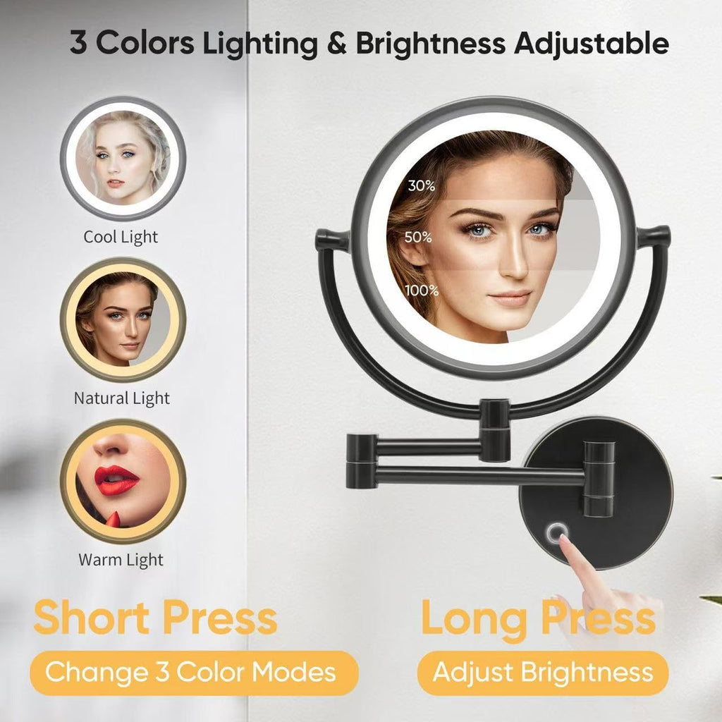 GURUN 8.5-inch Plug-in Magnifying Makeup Mirror with 10X Magnification, 3 LED Tones – Oil-Rubbed Bronze (M1809DO)