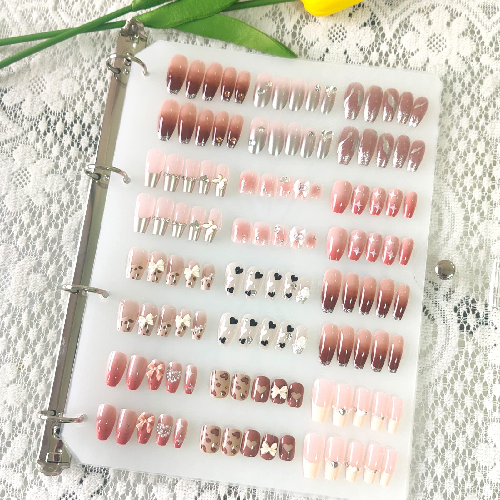 GUXACU Large Press On Nail Organizer – Clear Nail Storage Book (78–108 Nail Sets) with Tape