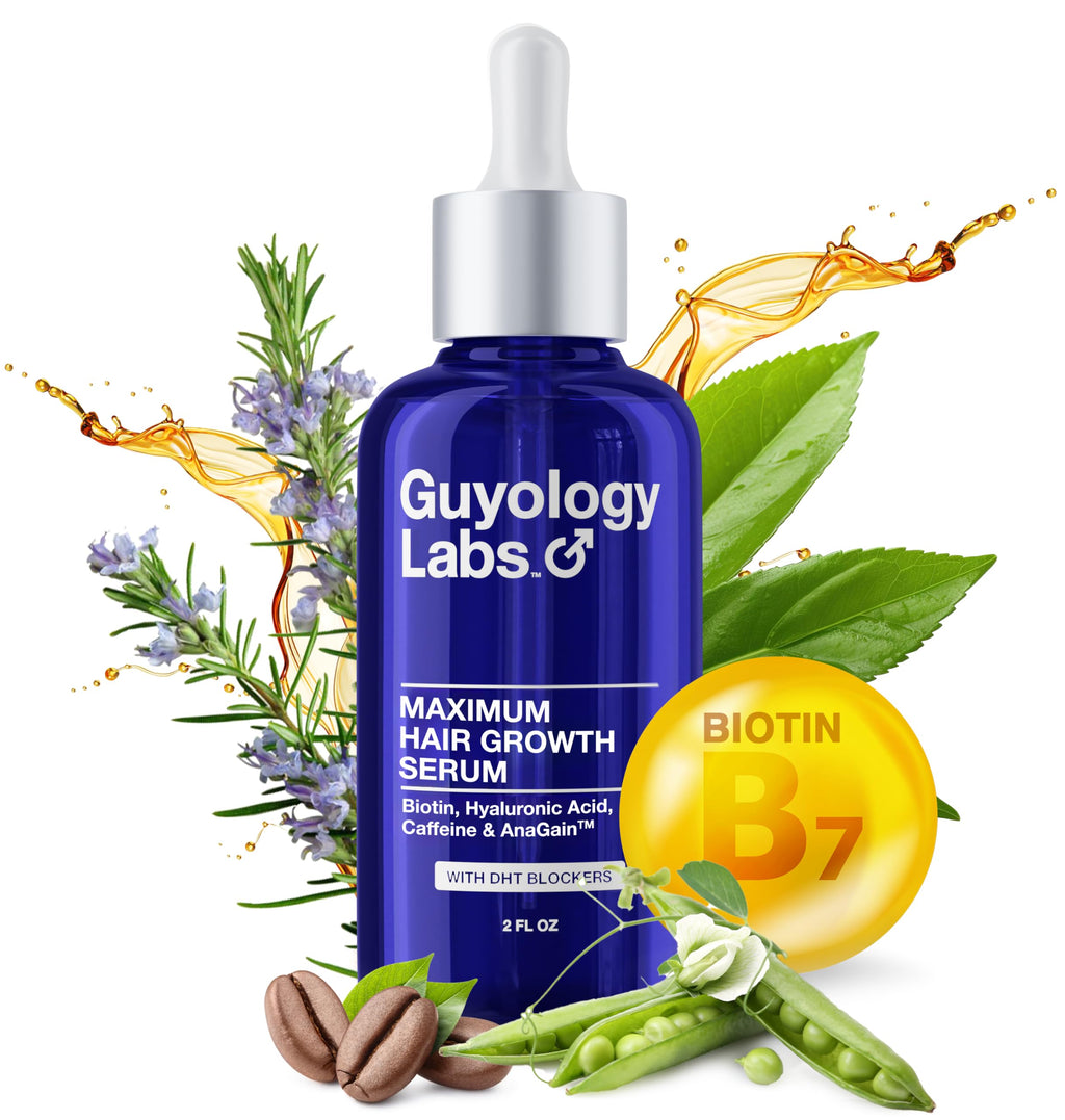 Guyology Labs Hair Growth Serum – 4% AnaGain™, Biotin & Caffeine | Dermatologist Recommended