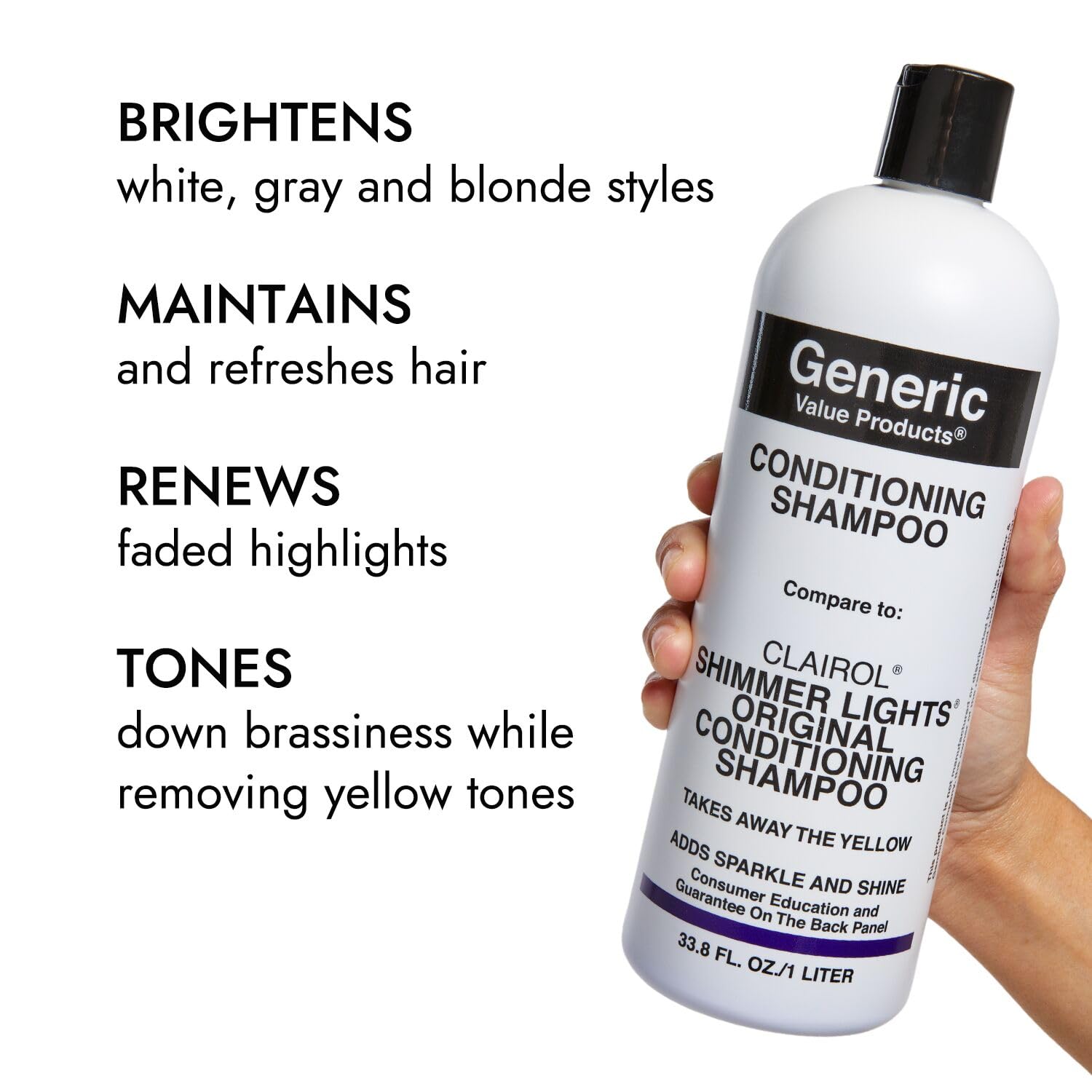 GVP Conditioning Purple Shampoo – Tones Brassiness, Brightens Highlights, Removes Yellow Tones (33.8 oz) | Generic Value Products
