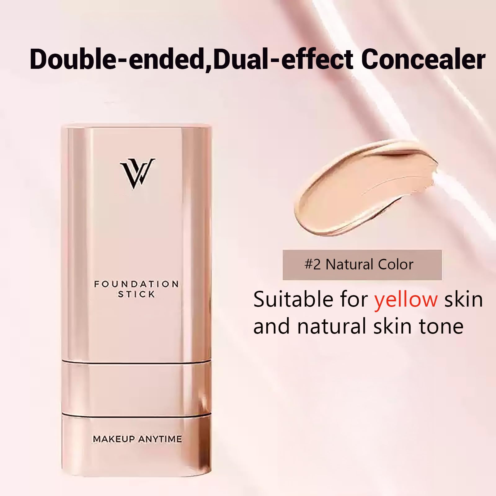 Gymfber Korean Foundation Stick – Dual-Head Brush, Longwear Waterproof Foundation (#2 Natural)