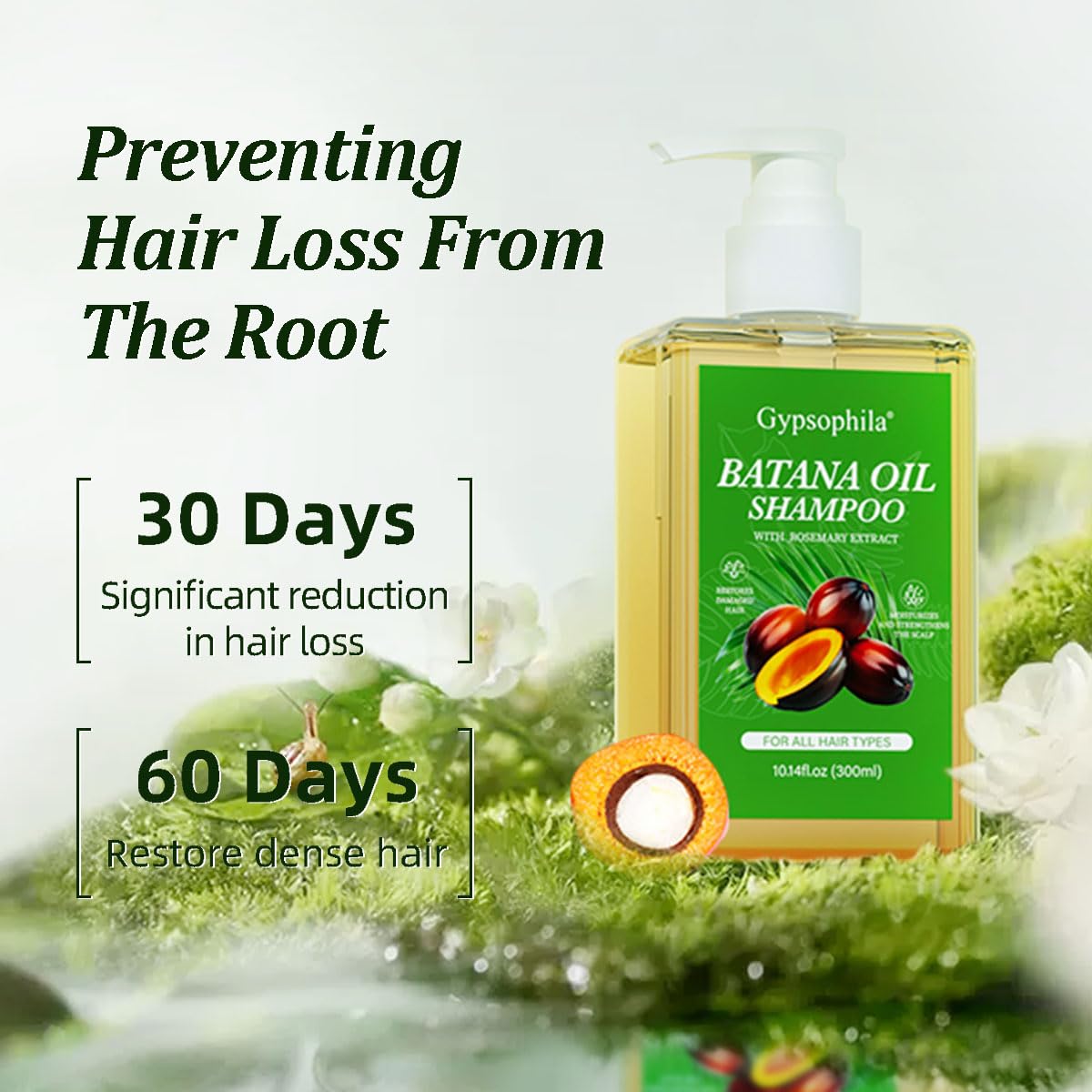 Gypsophila 2-Pack Batana Oil Shampoo with Rosemary Nourishing and Rejuvenating Hair Care for All