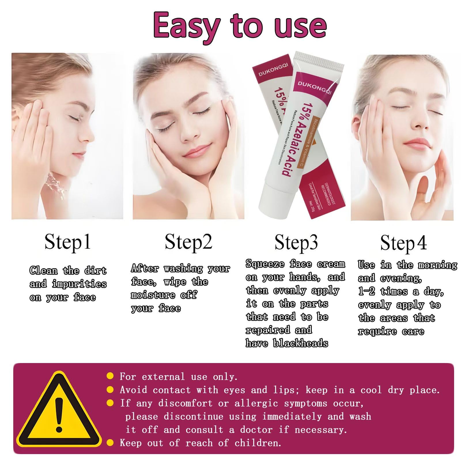 gzchaox Azelaic Acid Cream – 15% Facial Care Essence, 20g for Acne and Redness