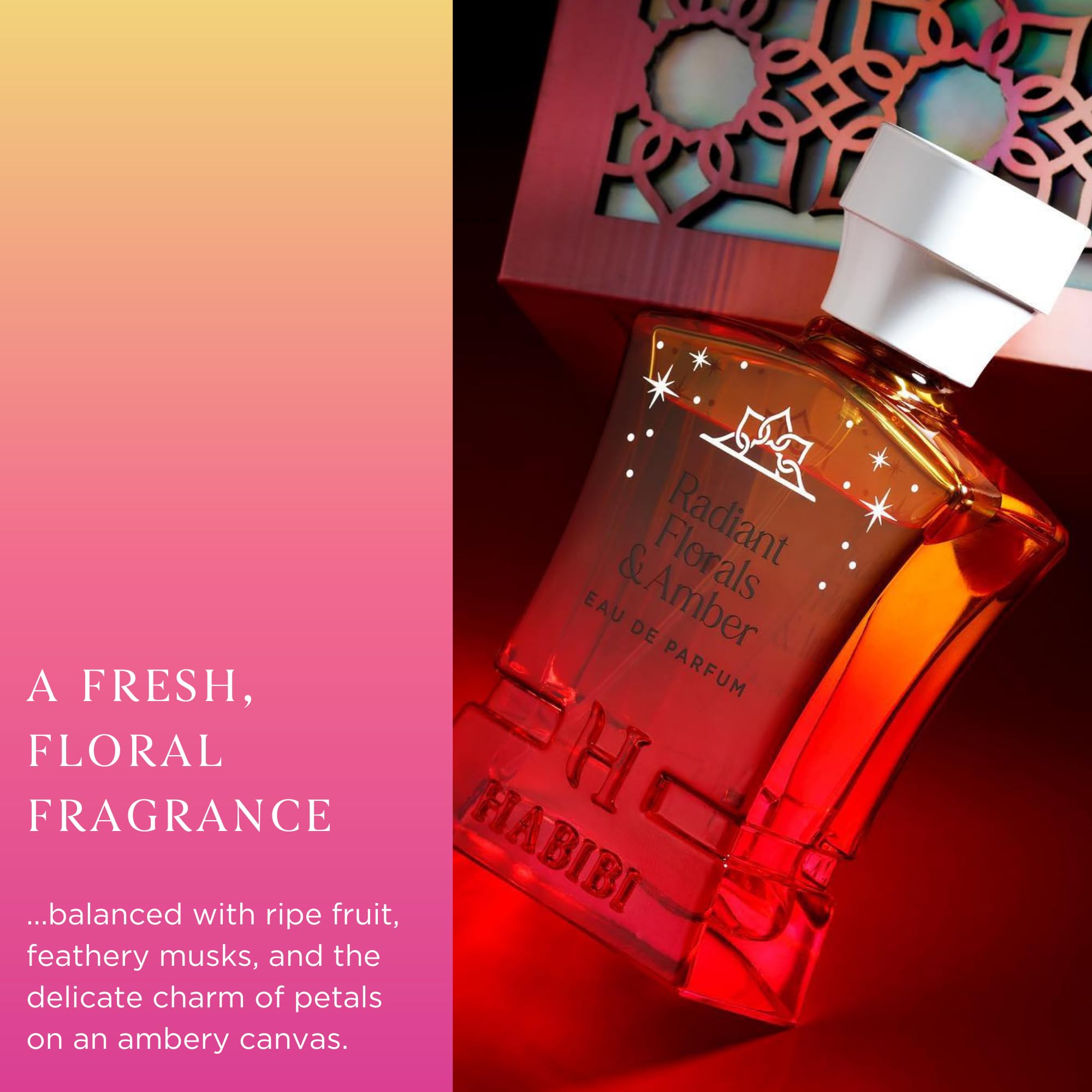 H HABIBI Radiant Florals & Amber Musk – Arabian Perfume for Women, 2.5 oz