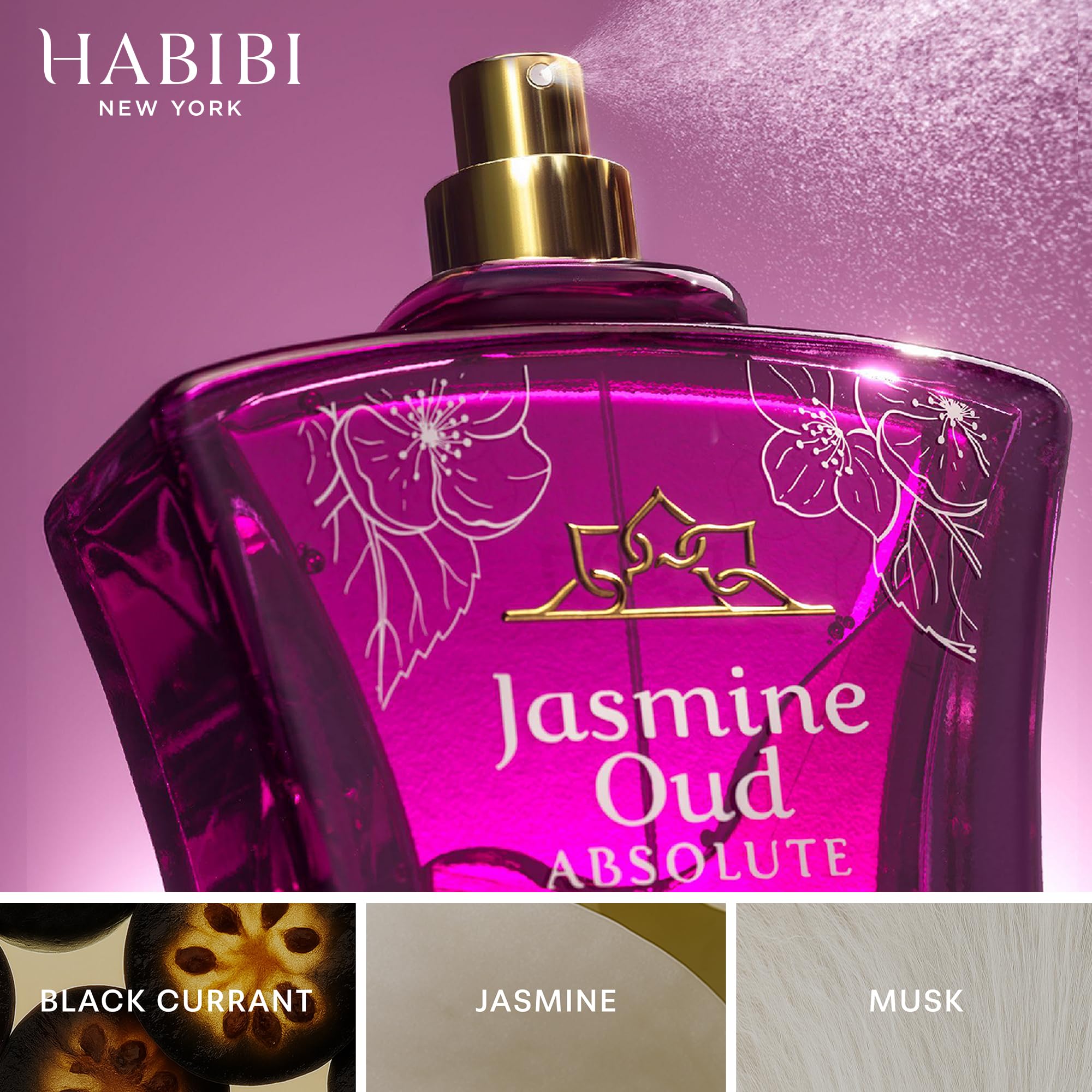 H HABIBI Jasmine Oud Absolute – Long-Lasting Arabian Perfume for Women, 75ml