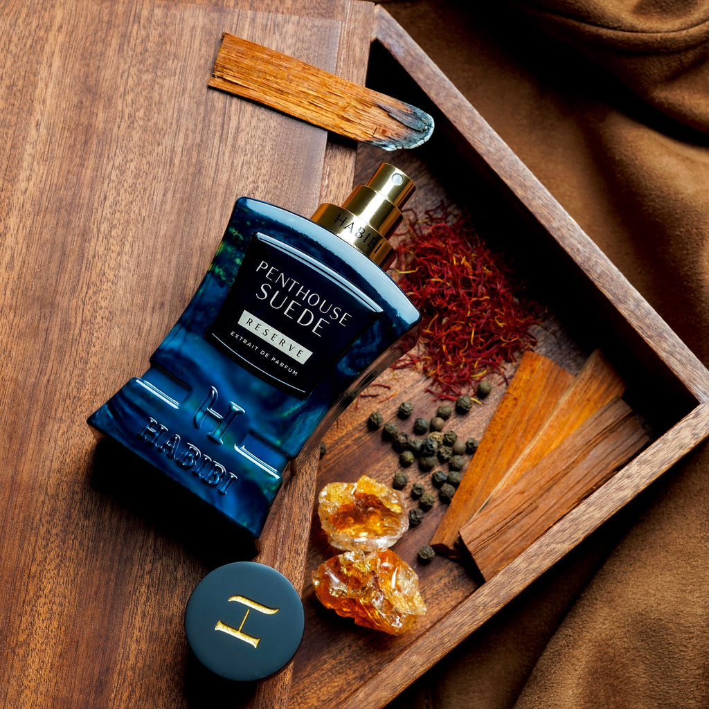 H HABIBI Penthouse Suede Perfume Extract – Unisex 2.5 oz Long-Lasting Fragrance with Amber Notes and Arabian Scent