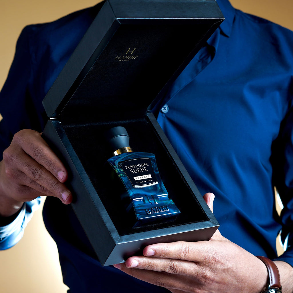 H HABIBI Penthouse Suede Perfume Extract – Unisex 2.5 oz Long-Lasting Fragrance with Amber Notes and Arabian Scent
