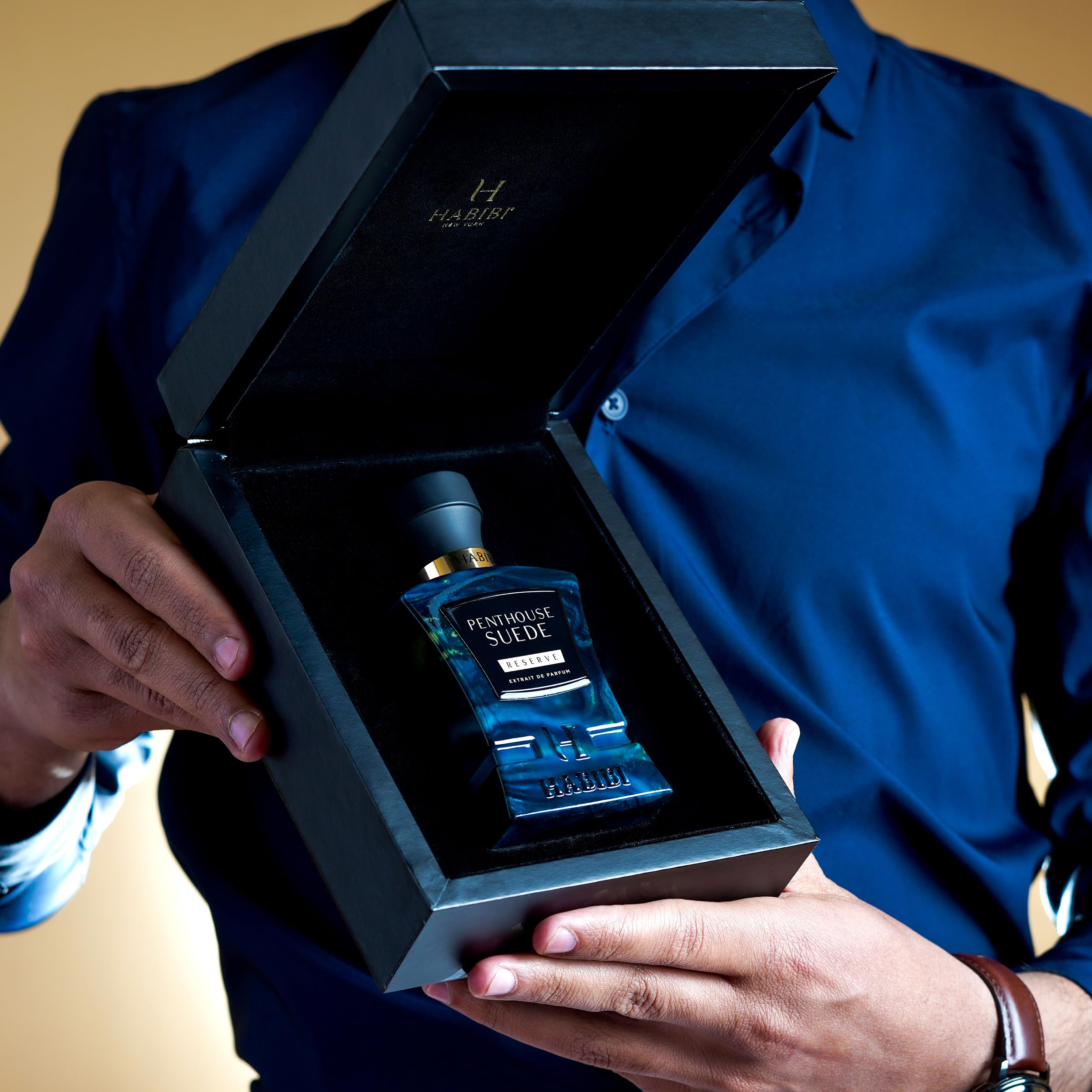 H HABIBI Penthouse Suede Perfume Extract – Unisex 2.5 oz Long-Lasting Fragrance with Amber Notes and Arabian Scent