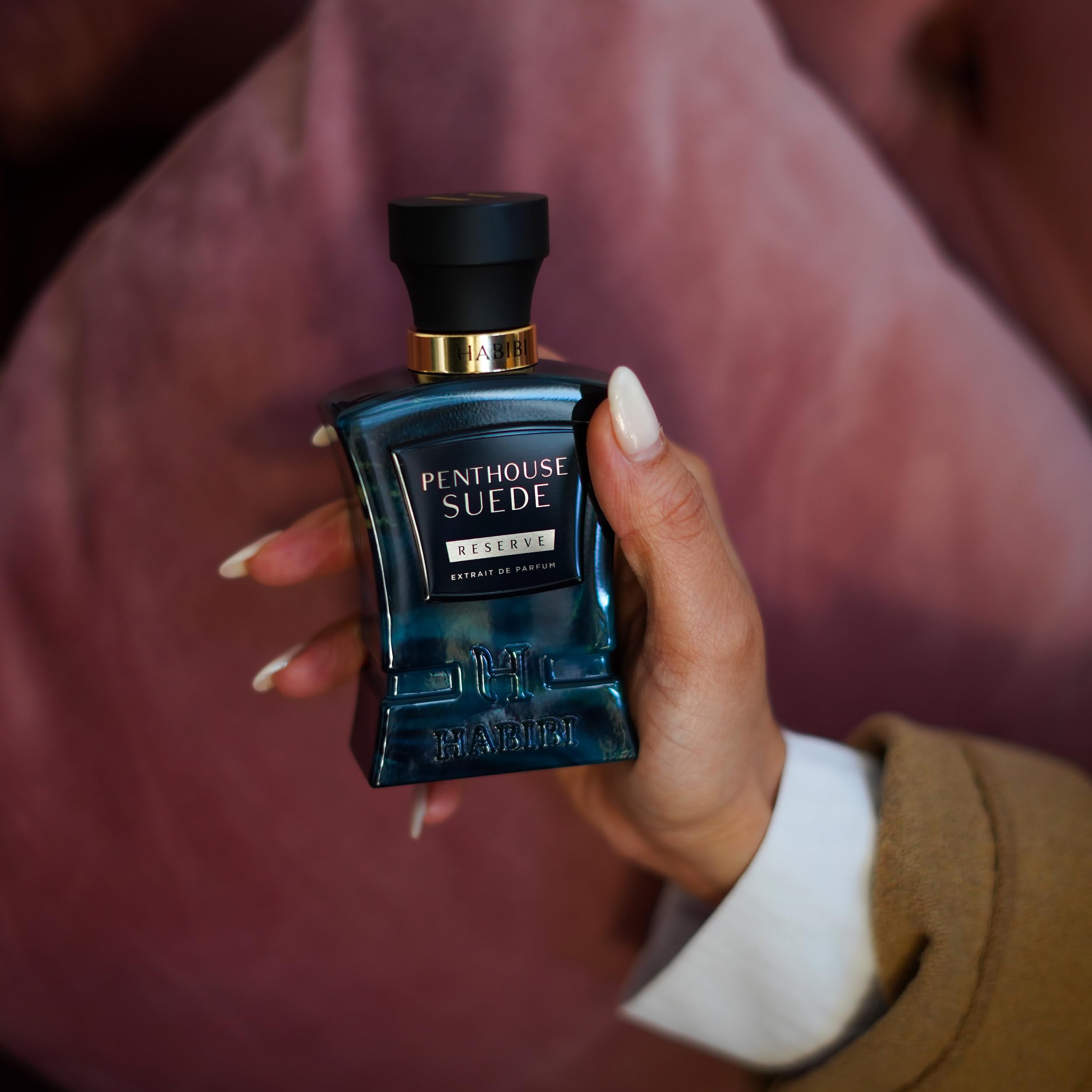 H HABIBI Penthouse Suede Perfume Extract – Unisex 2.5 oz Long-Lasting Fragrance with Amber Notes and Arabian Scent