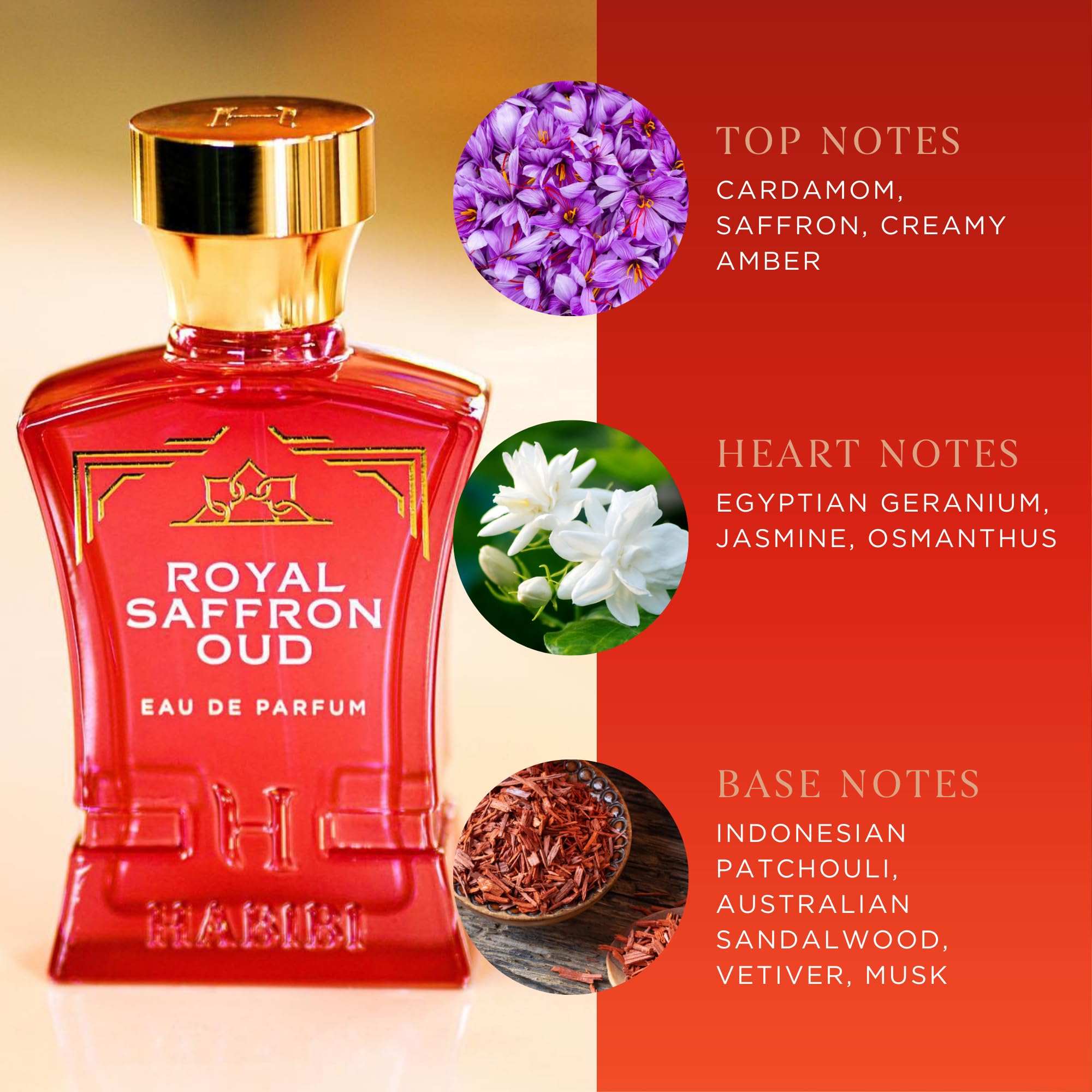 H HABIBI Royal Saffron Oud – Long-Lasting Women’s Perfume with Jasmine & Sandalwood