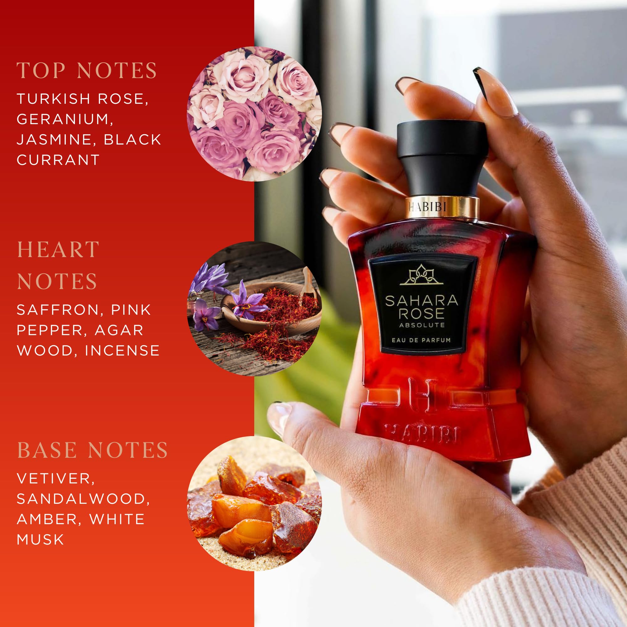 H HABIBI Sahara Rose for Men – 75 ml Long-Lasting Arabian Cologne