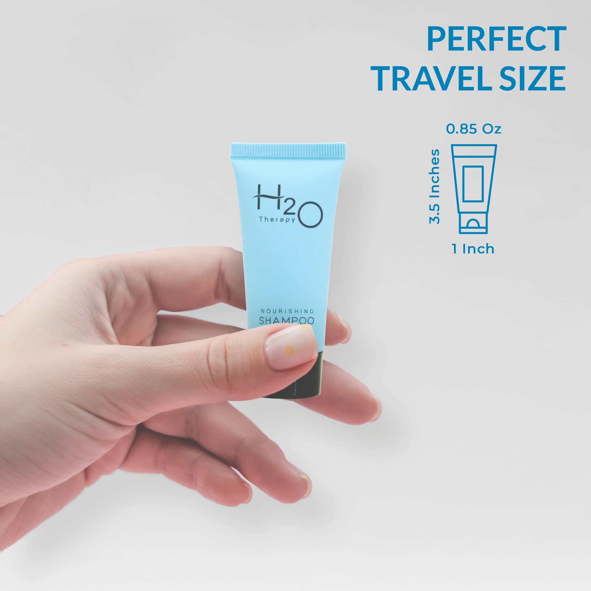 H2O Therapy Travel Size Hotel Shampoo — 20 x 0.85 oz Bottles, Paraben-Free, Green Tea, Aloe & Olive Oil