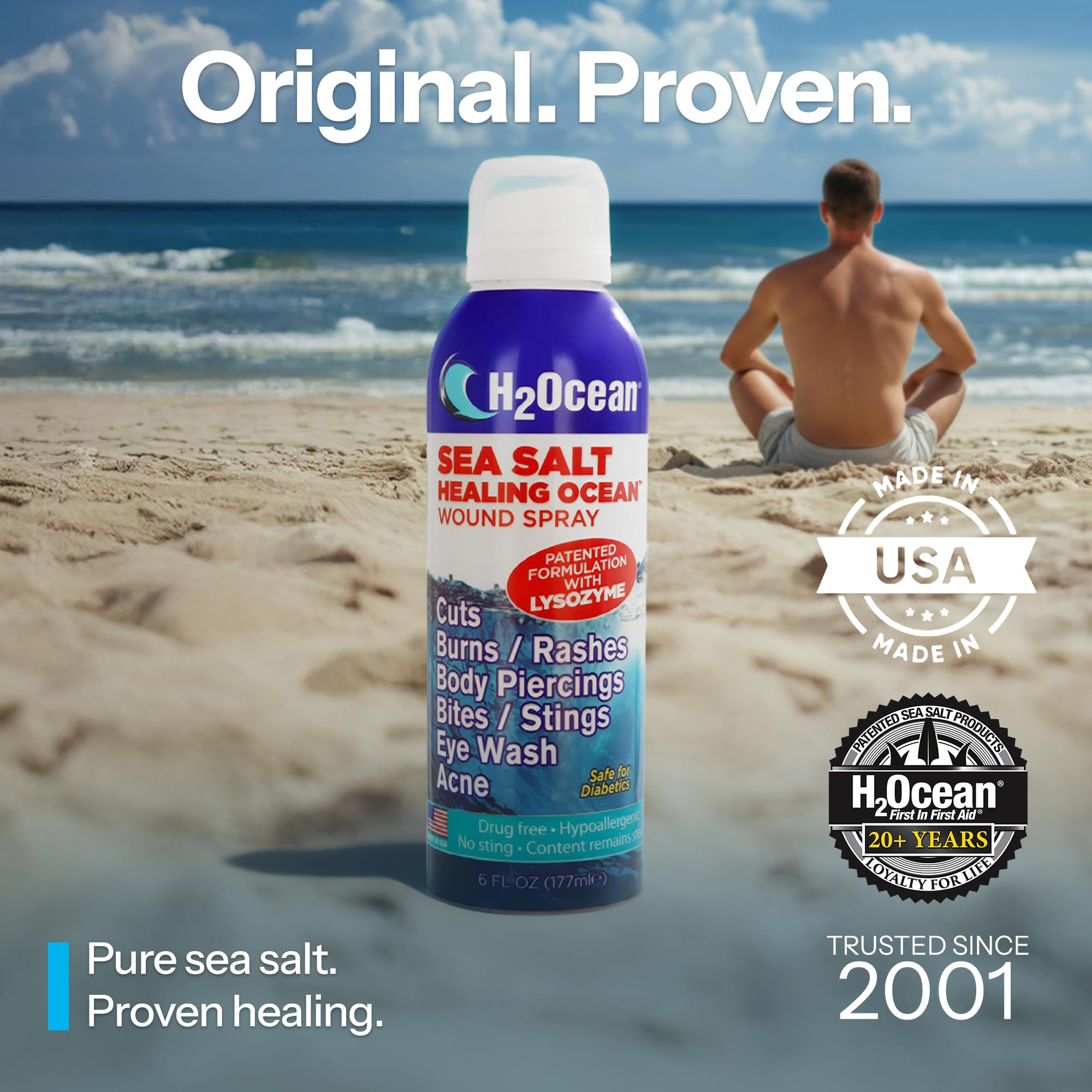 Healing Ocean Sea Salt Wound Spray – Natural Piercing & Wound Wash, Red Sea Salt & Lysozyme, 6oz