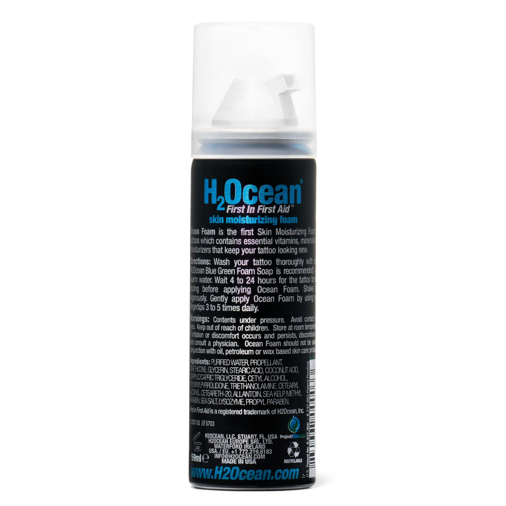 H2Ocean Ocean Foam Tattoo Aftercare – Water-Based Ink Sealer & Skin Moisturizer (2 oz, Pack of 2)