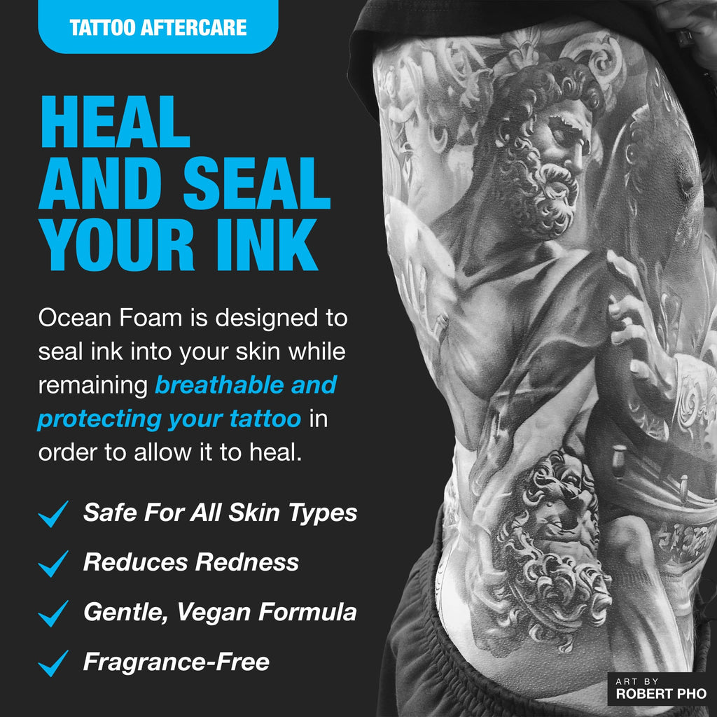 H2Ocean Ocean Foam Tattoo Aftercare – Water-Based Ink Sealer & Skin Moisturizer, 2oz