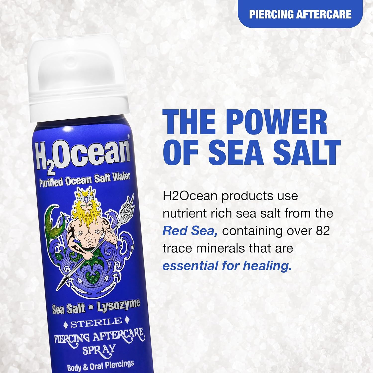 H2Ocean Piercing Aftercare Spray – Sea Salt Healing for Piercings, 1.5 oz (Pack of 2)