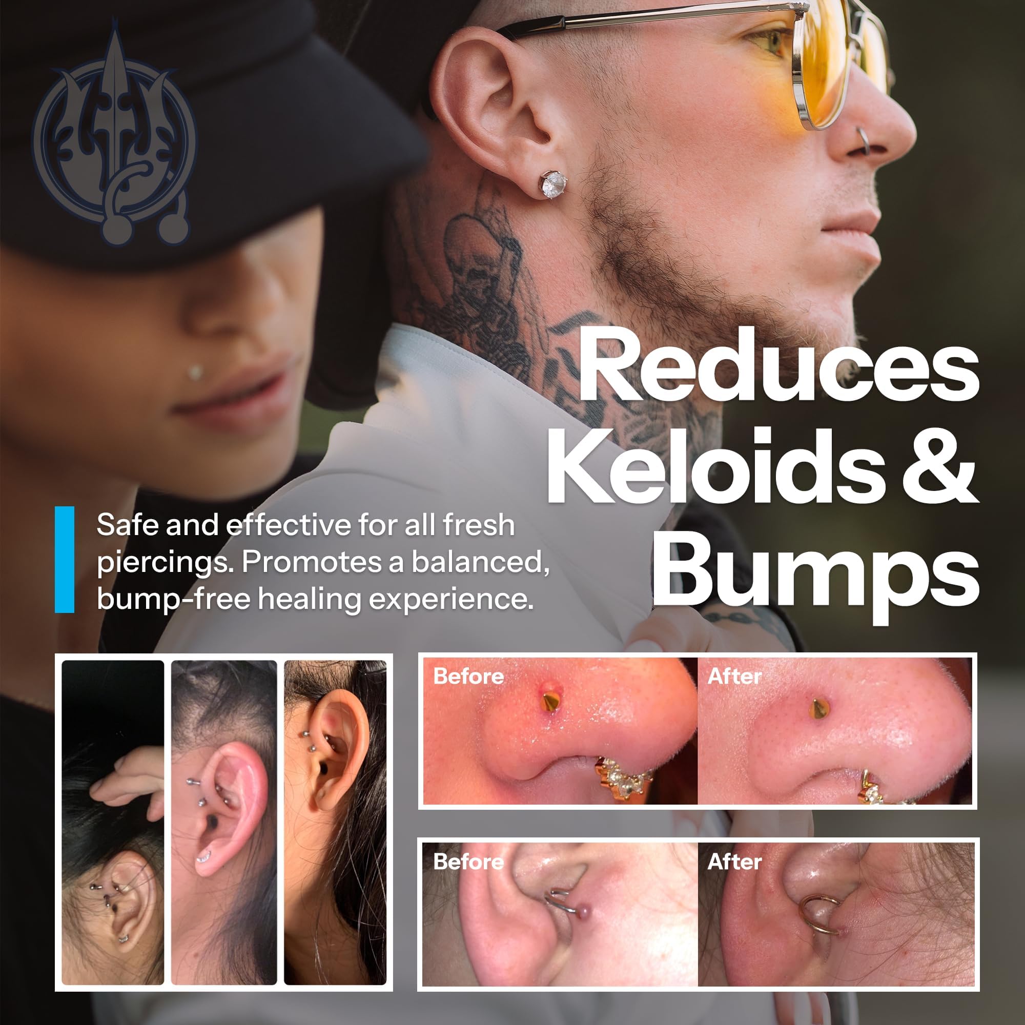 H2Ocean Piercing Aftercare Spray & Keloid Bump Removal – Sea Salt Spray for Piercings (4oz, Pack of 3)