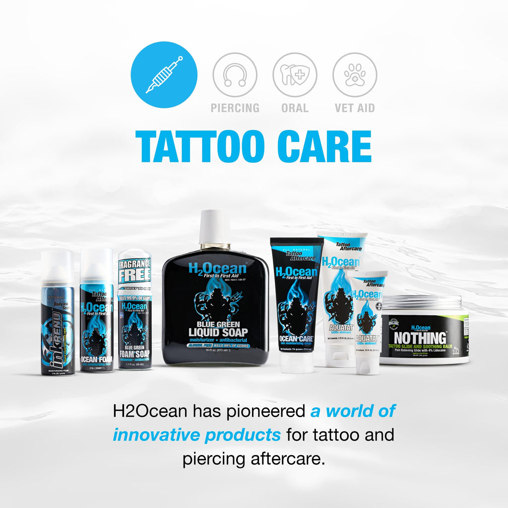 H2Ocean Tattoo Aftercare Lotion – Fragrance & Dye Free, Water-Based Vegan Moisturizer (2.5oz)