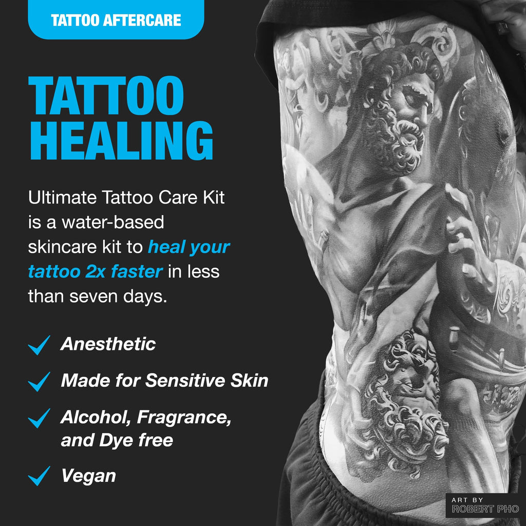 H2Ocean Ultimate Tattoo Aftercare Kit — 3-Step Water-Based Regimen (Soap, Cream, Foam)