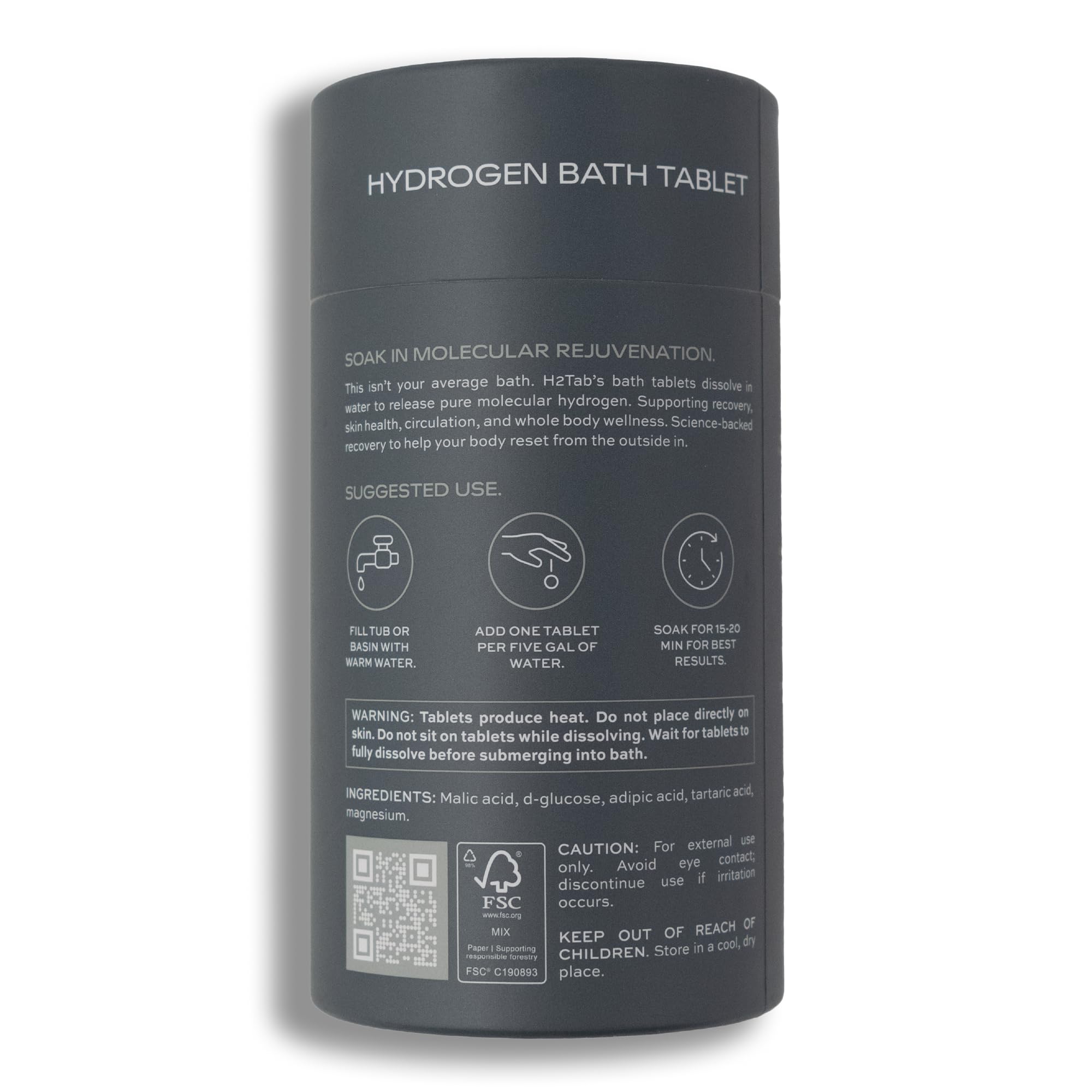 H2TAB Molecular Hydrogen Bath Tablets – 60 Count | Fragrance-Free Magnesium Bath for Muscle Recovery, Skin Hydration & Relaxation