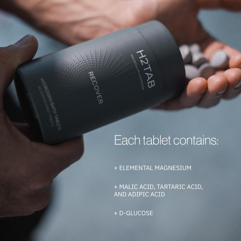 H2TAB Molecular Hydrogen Bath Tablets – 60 Count | Fragrance-Free Magnesium Bath for Muscle Recovery, Skin Hydration & Relaxation